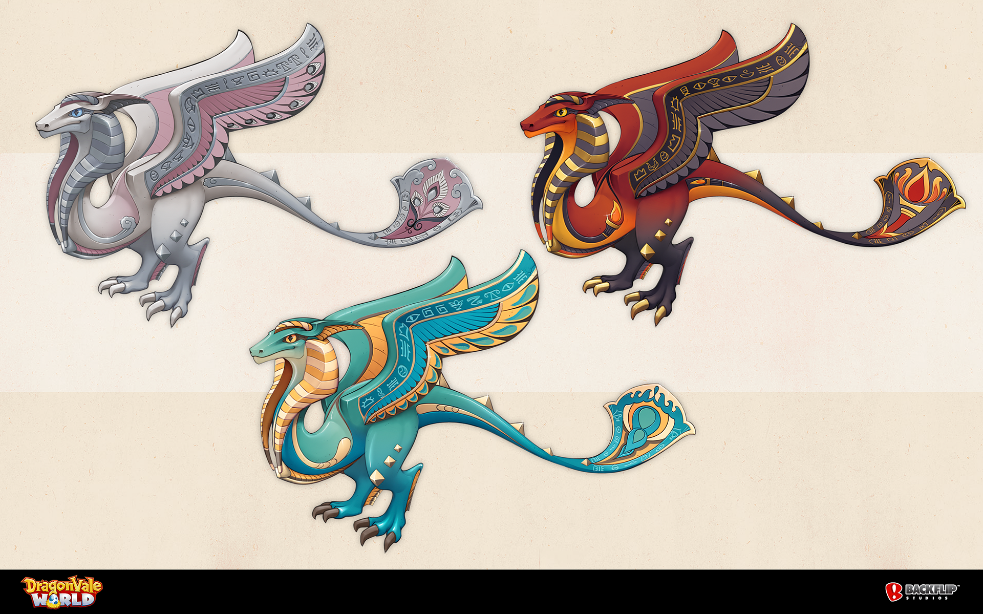 The dragons in Dragonvale World generally had two color options, however, this particular dragon had a few extra color variations: each one representing a season. Additionally, they have different written messages and tail designs.