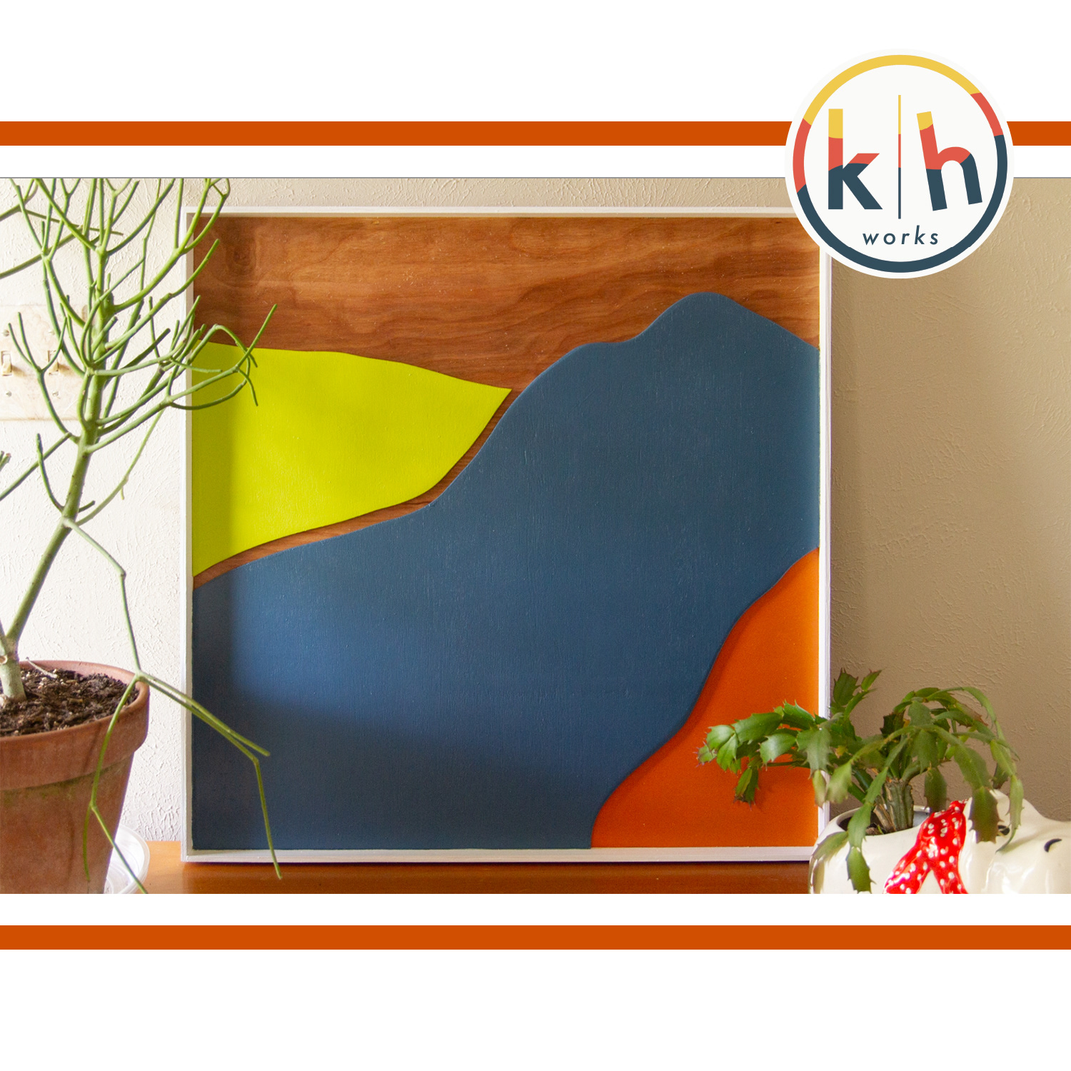 Chartreuse Mountain #1 SOLD 2'x2' Wooden Relief from Abstracts from Natural Design Collection $325