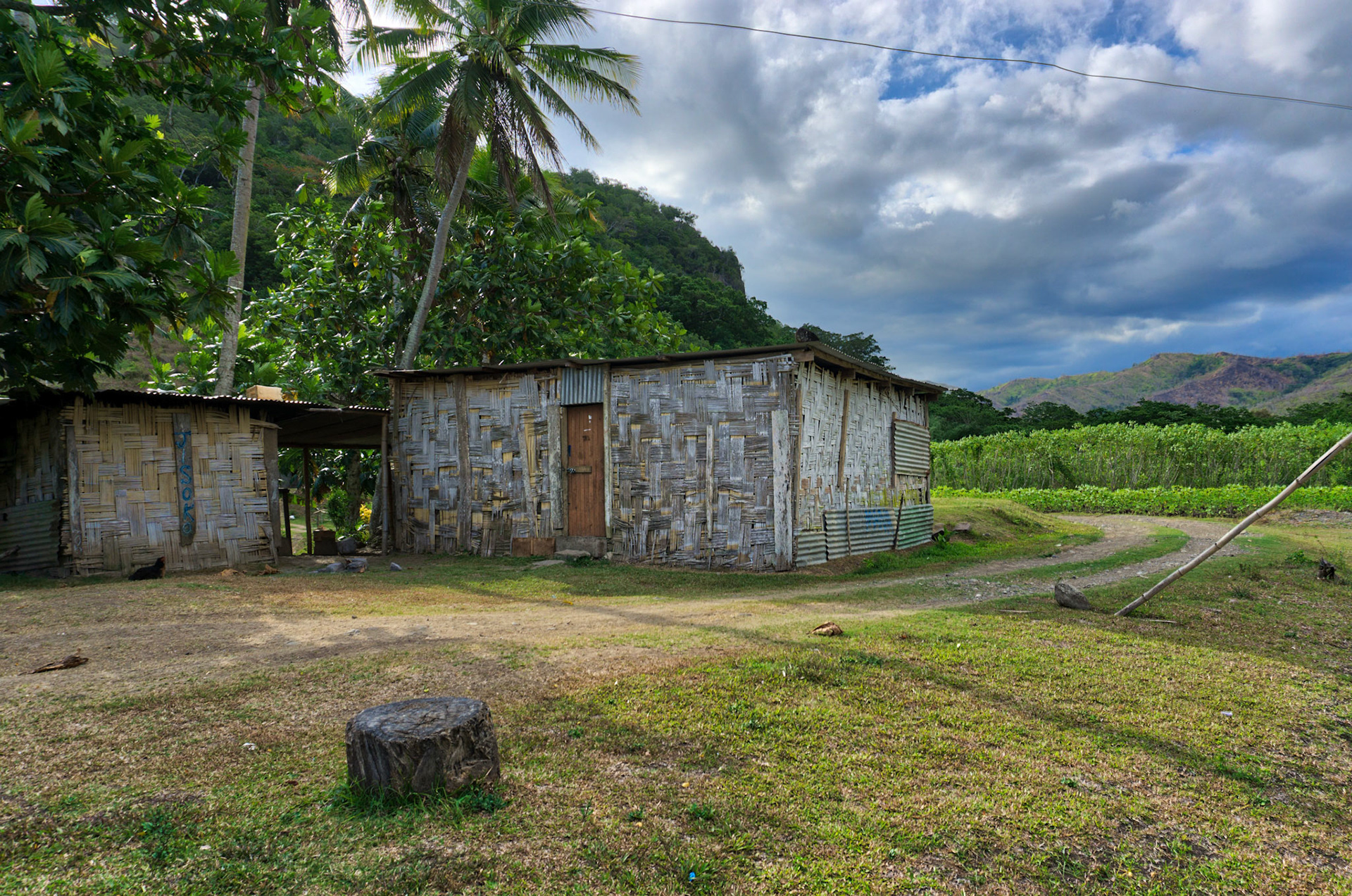A hut on the edge of a village in Fiji.