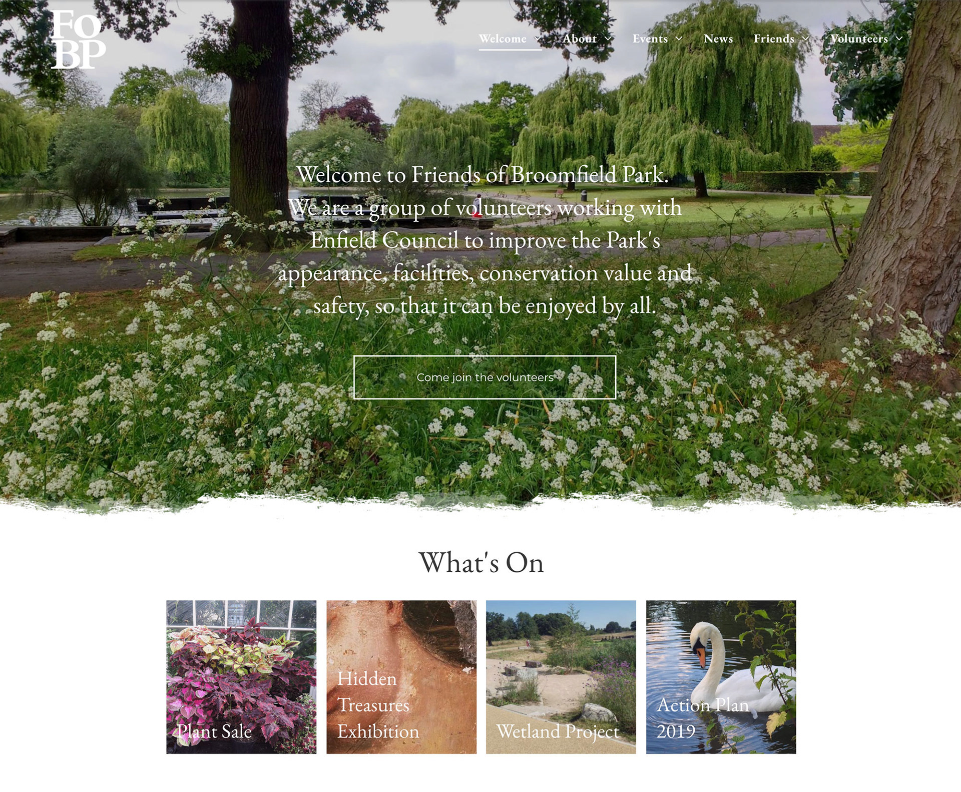 FoBP (Friends of Broomfield Park) Welcome page