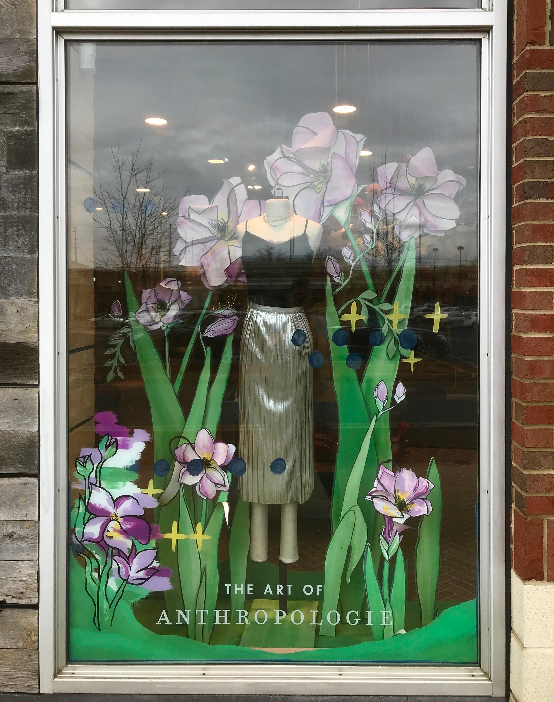 Spring Window Display acrylic painting for Anthropologie, 2020.