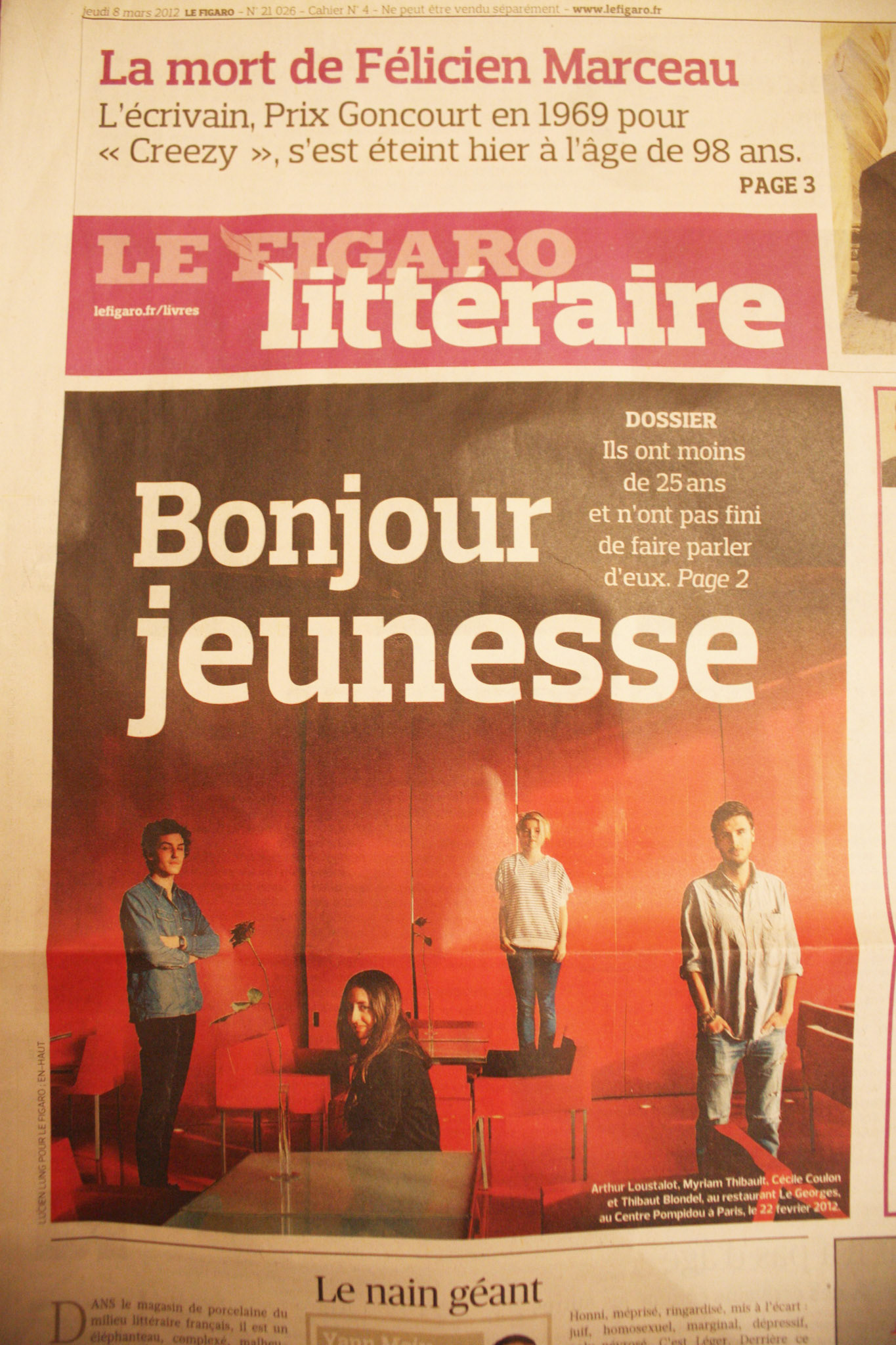 Une du Figaro Littéraire