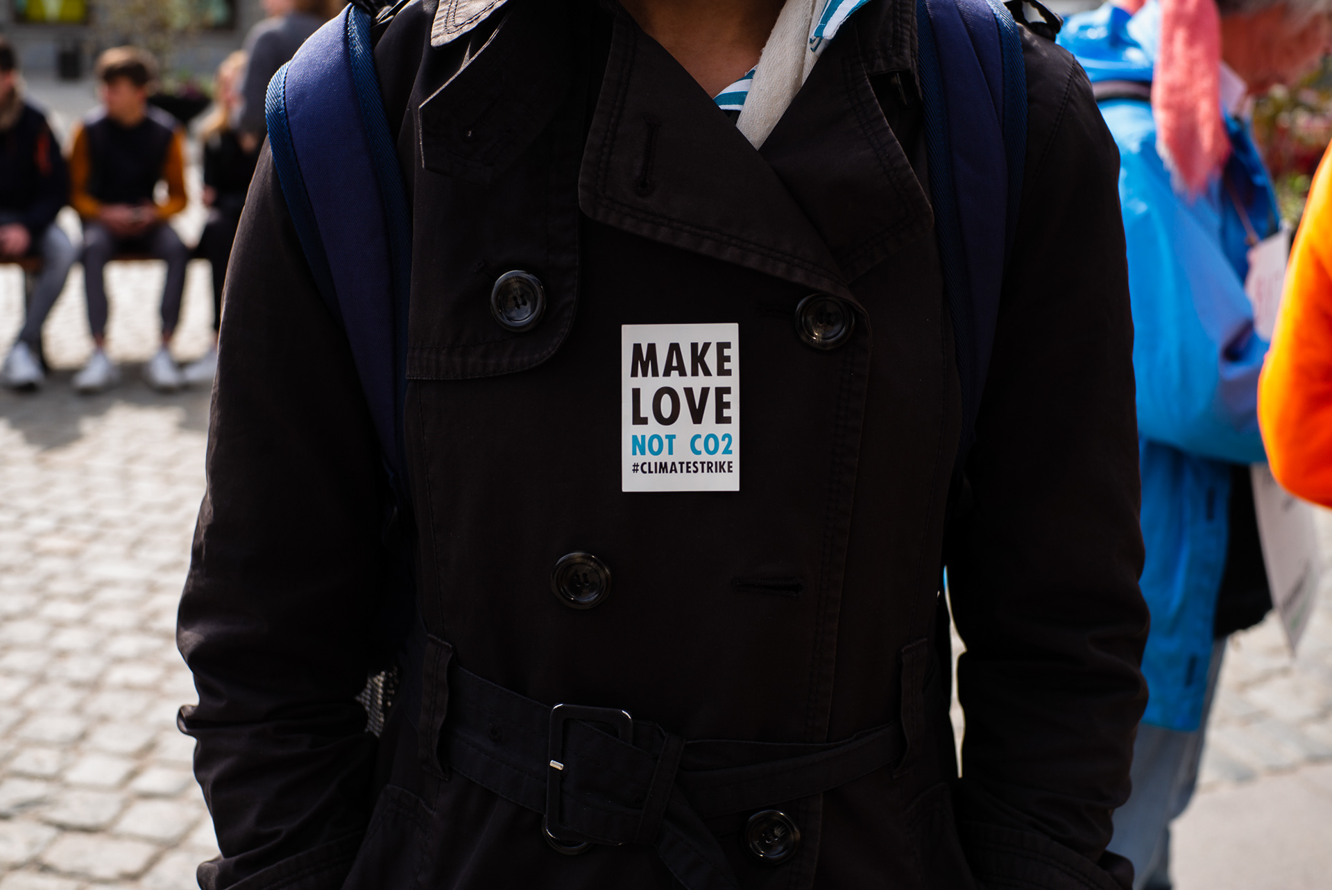 A sticker with "Make Love, not CO2".