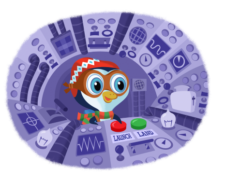 "Presley's Space Spectacular" interior illustration; Illustration and Design; © Hallmark Cards, Inc.