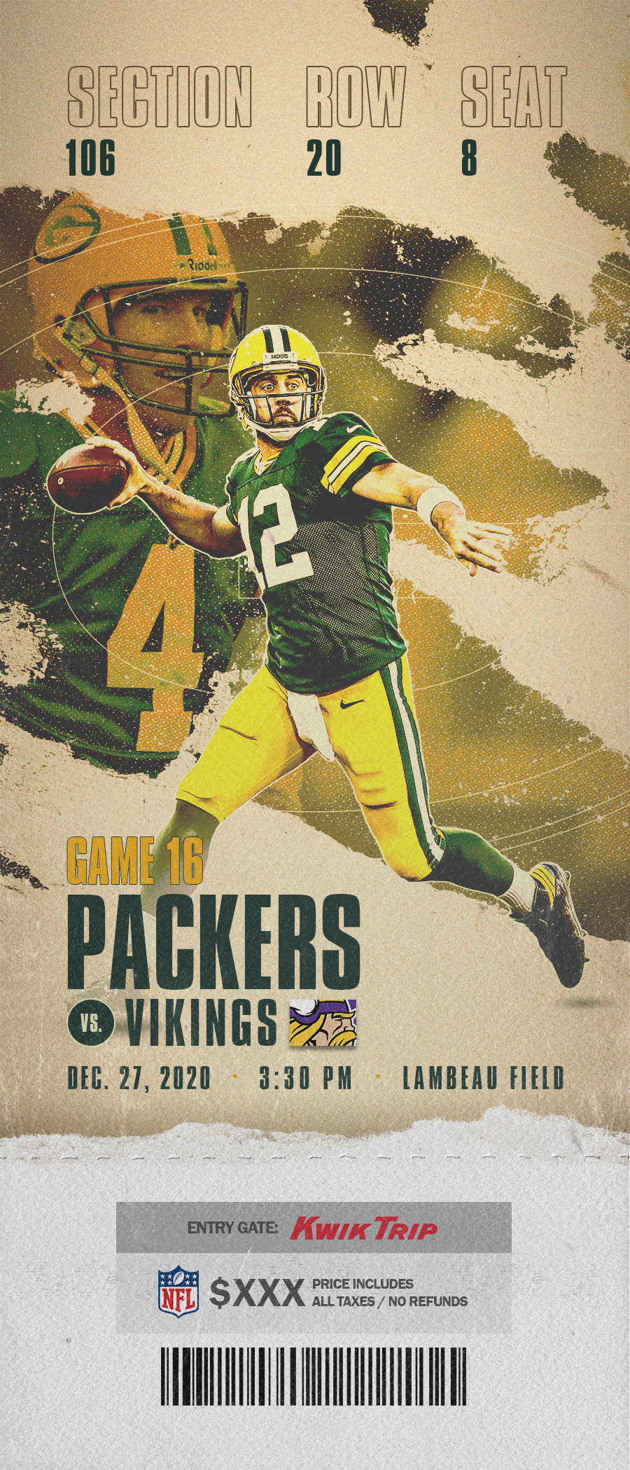 Mitch Pantzke Green Bay Packers Ticket Concept