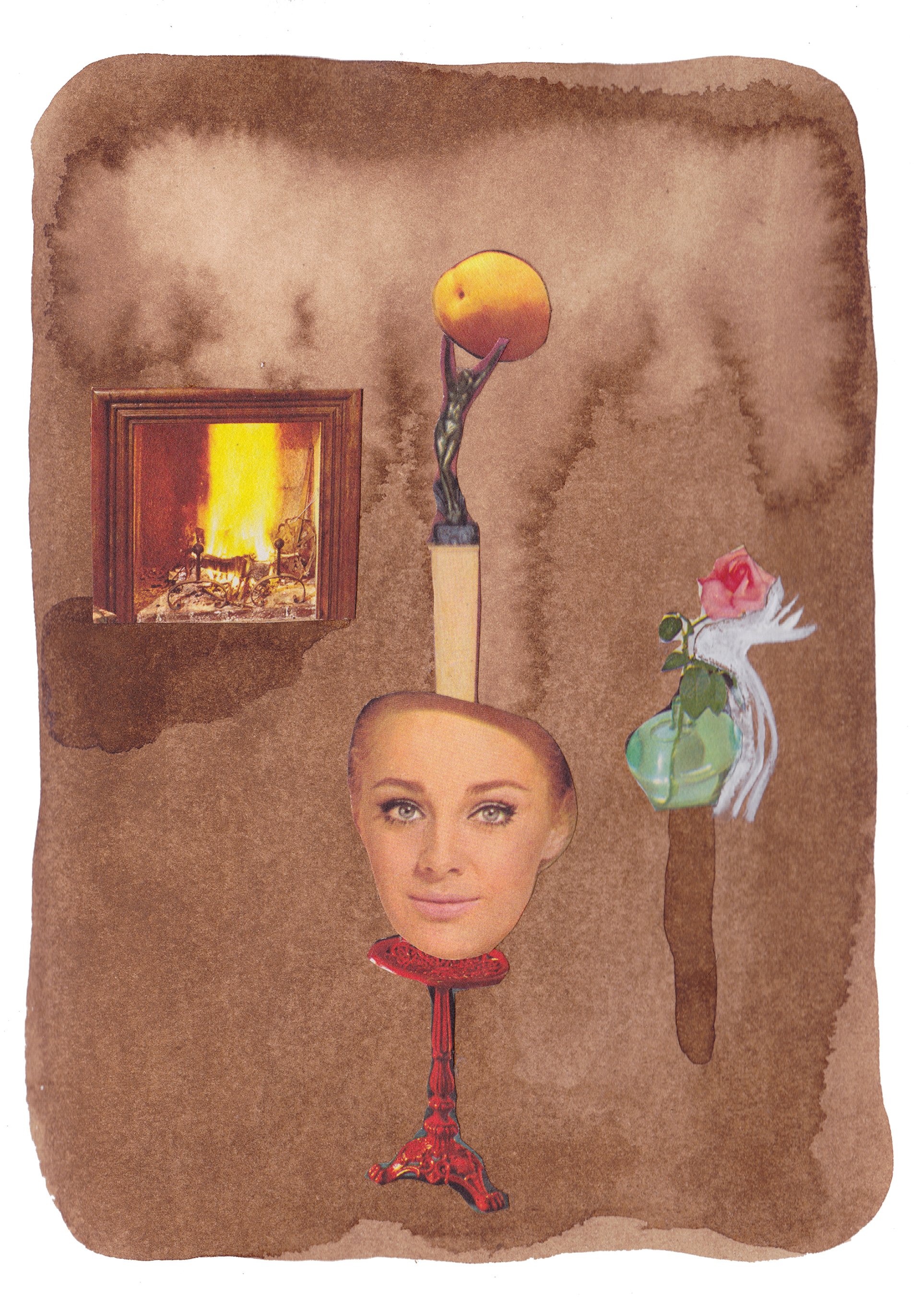 Collage and walnut stain in a concertina notebook. Format: 14,8x21 cm
