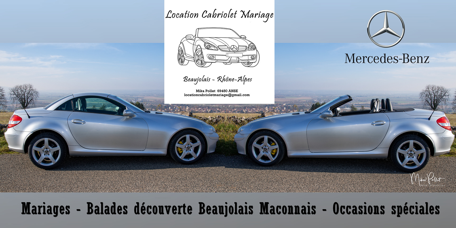 Location cabriolet mariage en beaujolais sur le secteur de villefranche sur saone, macon et bourg en bresse by mika pollet