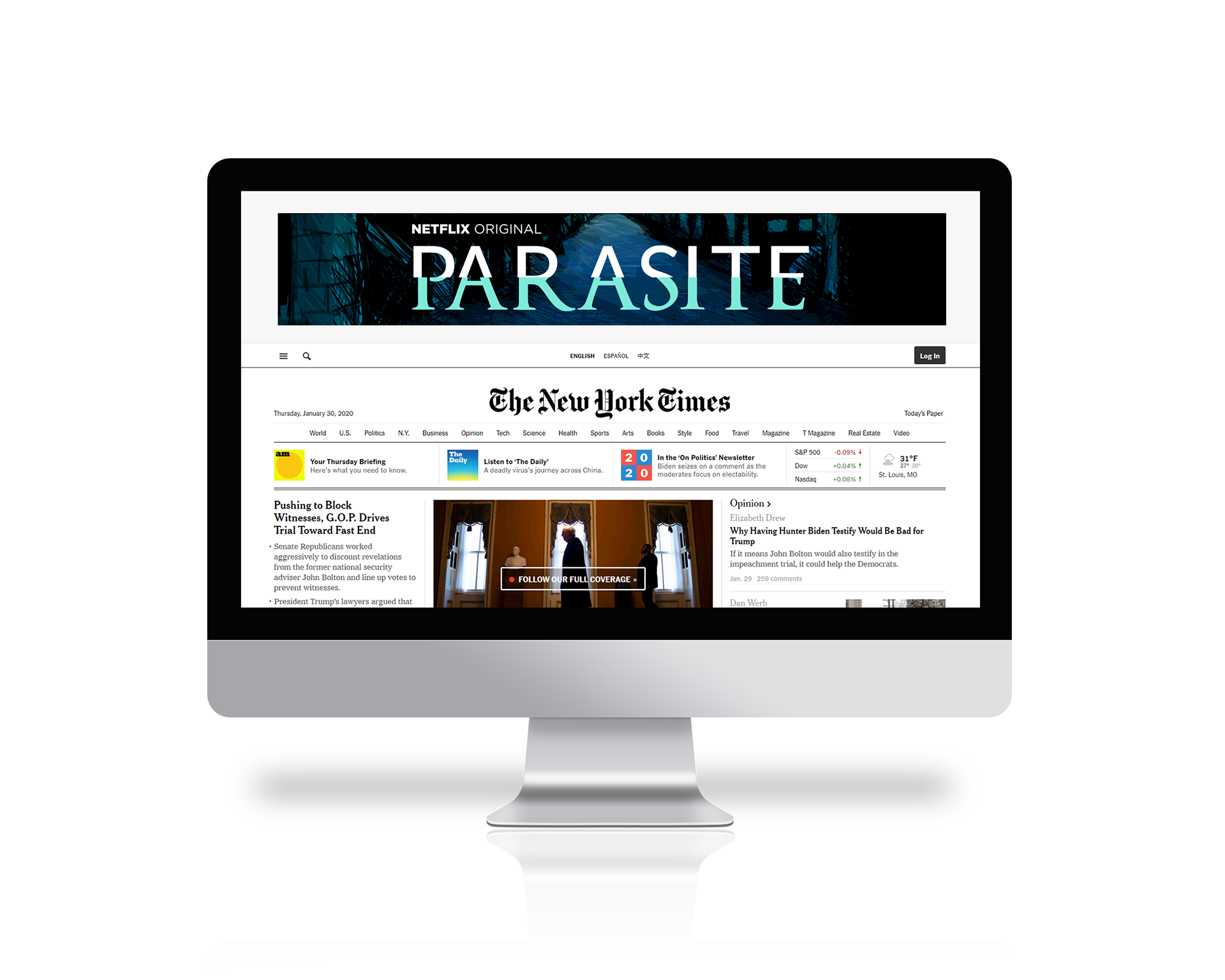 Web banner for the film as advertised on NYT