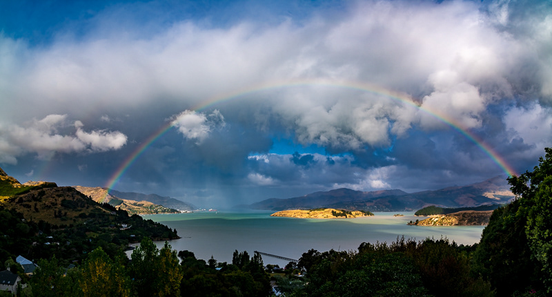 Stormy Rainbow over Lyttleton Harbour - Canterbury