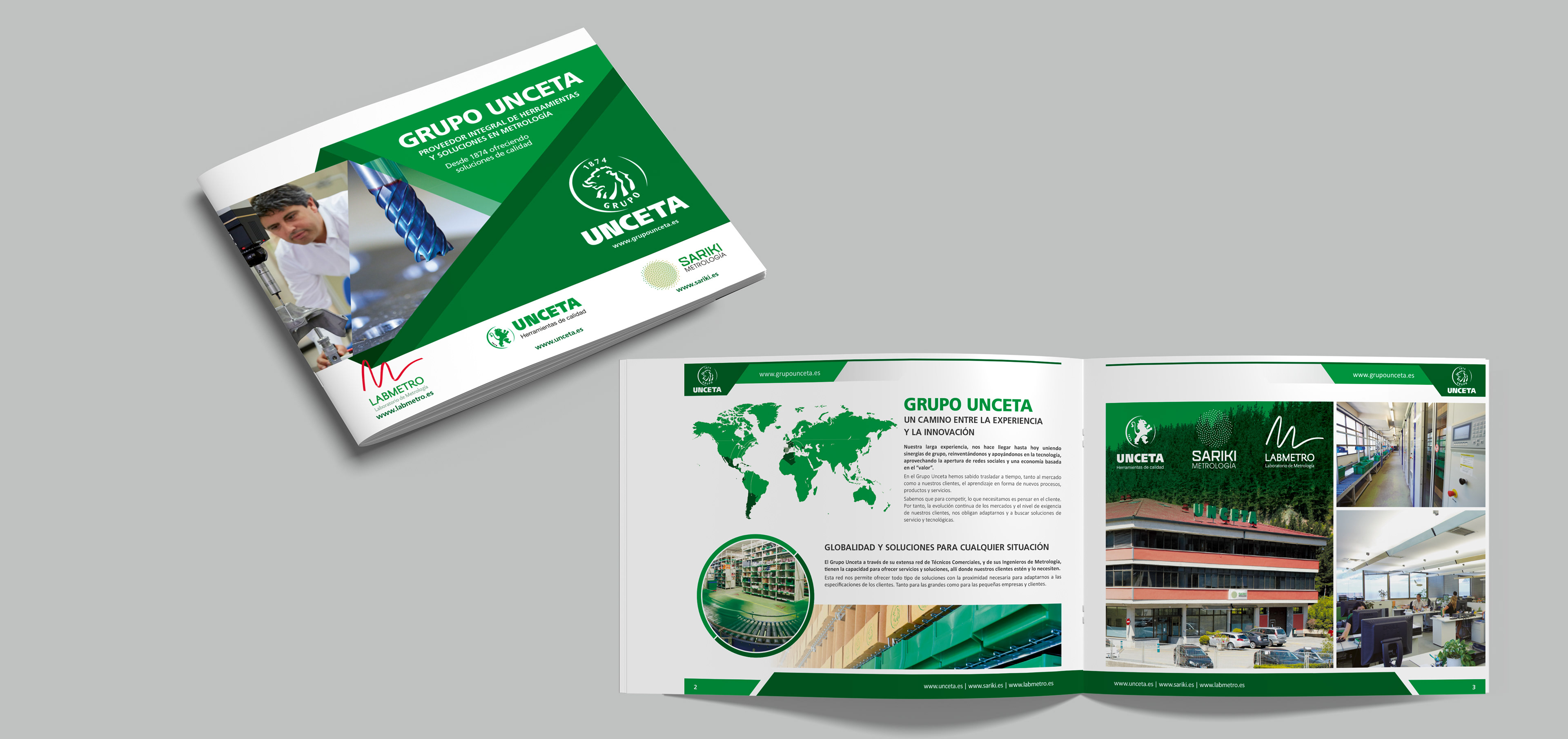 Diseño gráfico e impresión de catálogo corporativo Grupo Unceta.