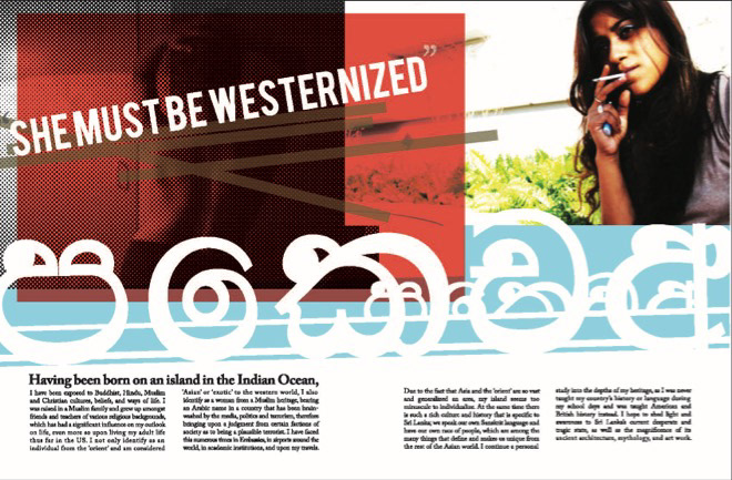 Magazine spread for 'Margins'