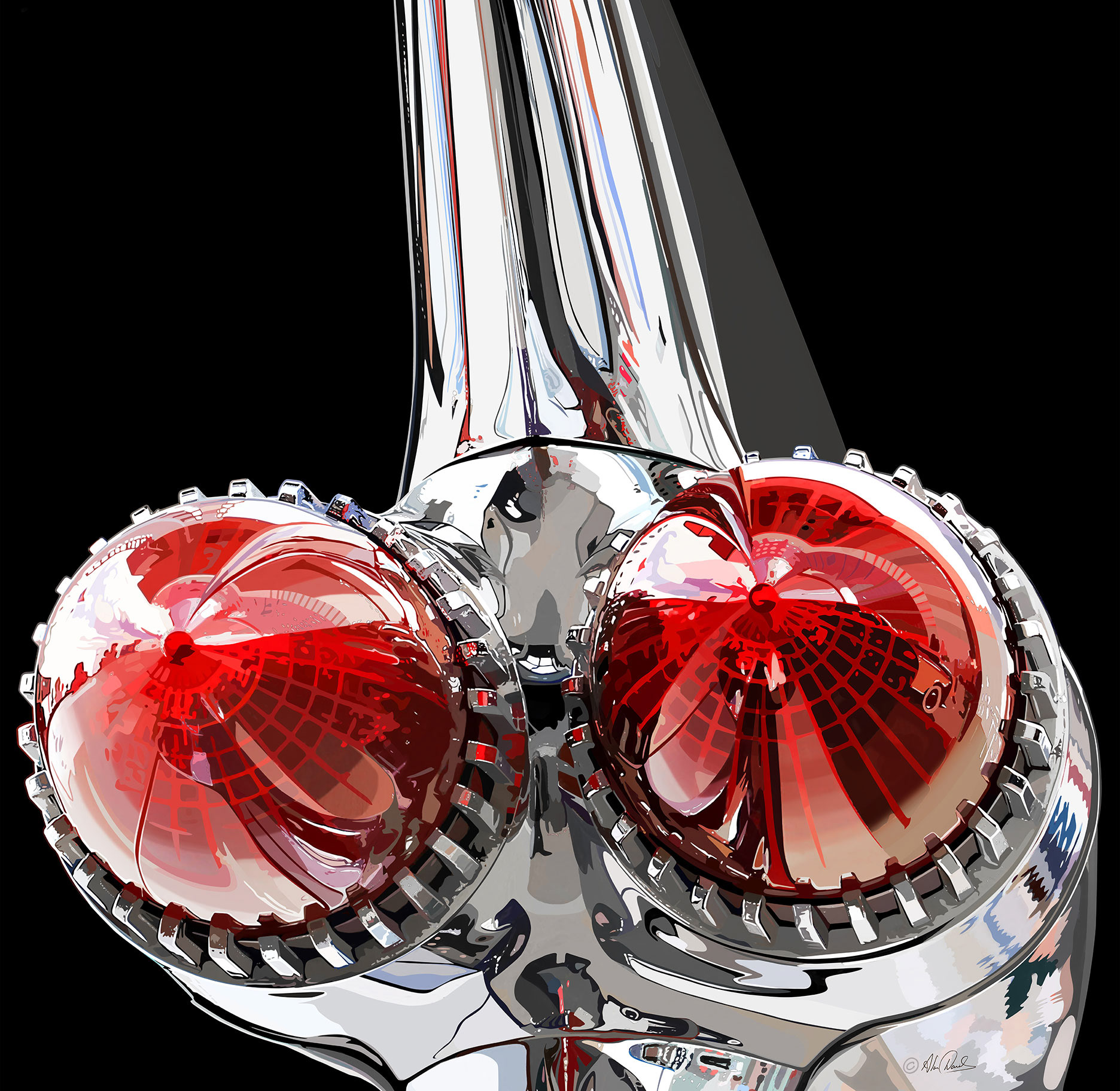 Cadillac rear lights, shiny chrome and polished plastic.