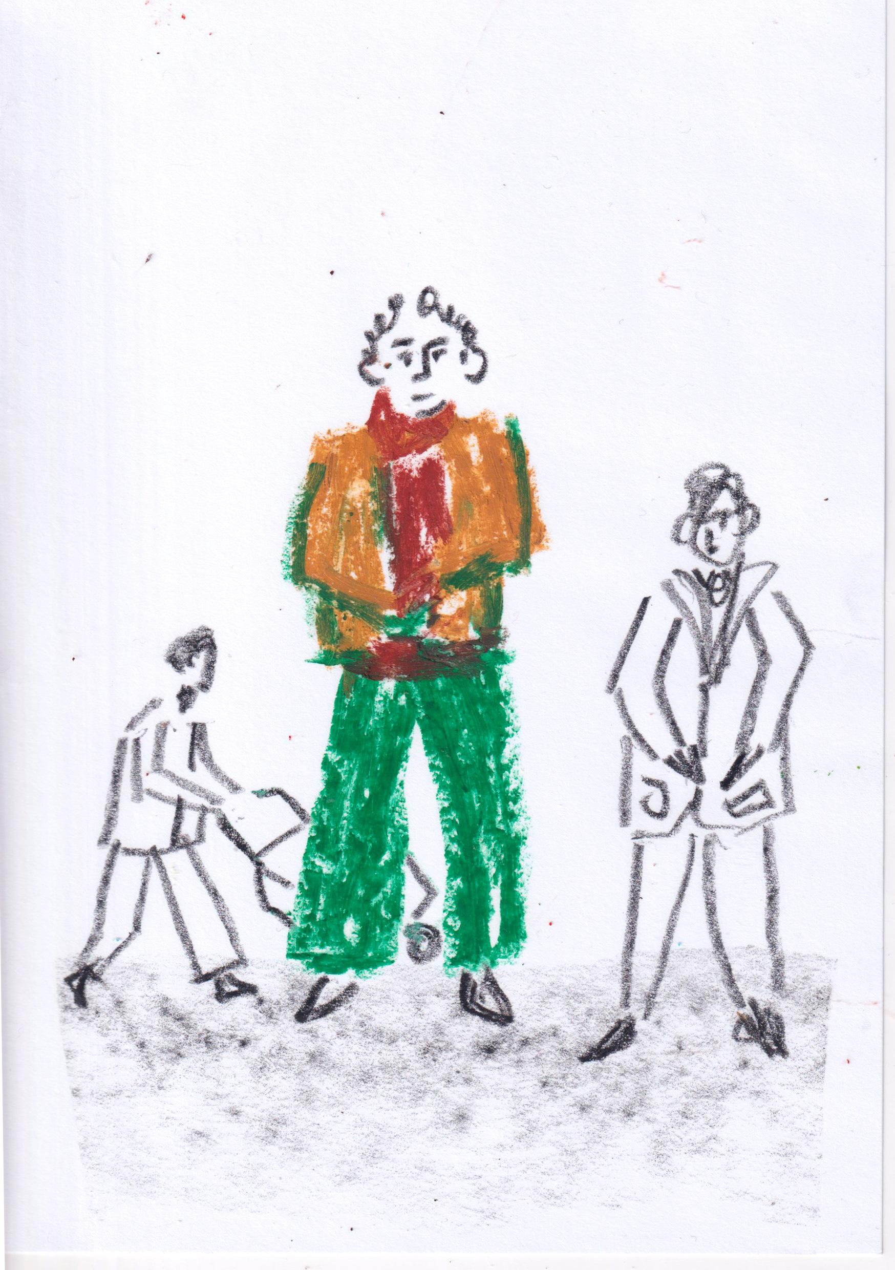 Conte & oil pastel