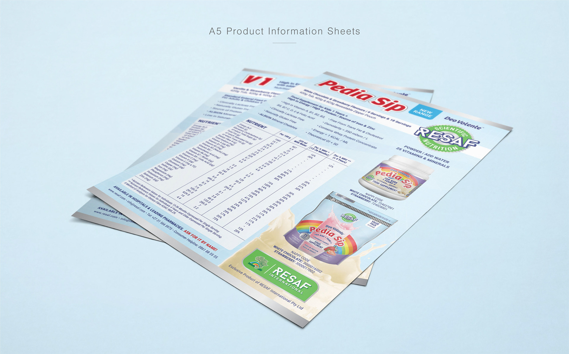 RESAF International: A5 Product Information Sheets