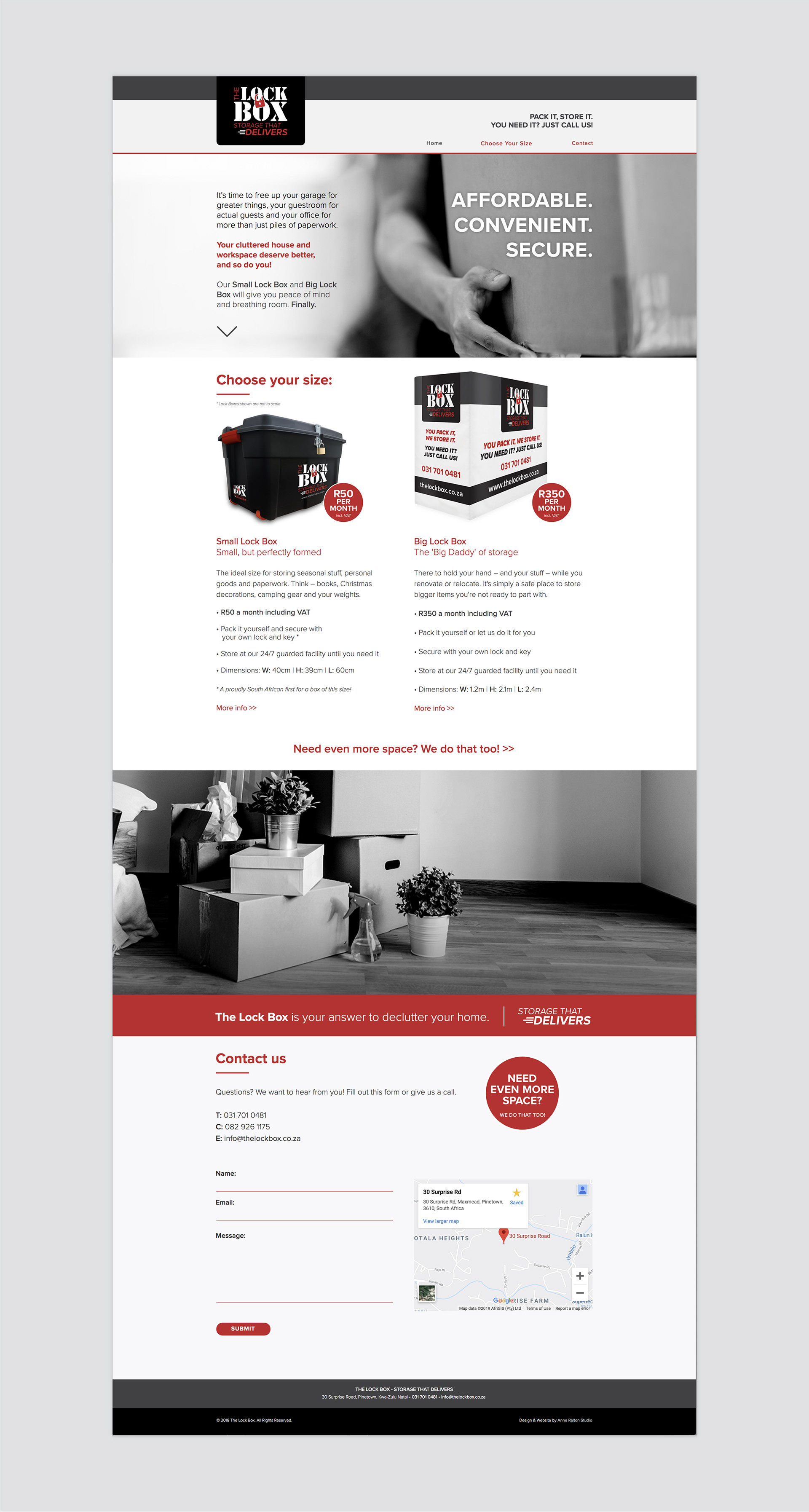 The Lock Box: Responsive Website: Home Page
