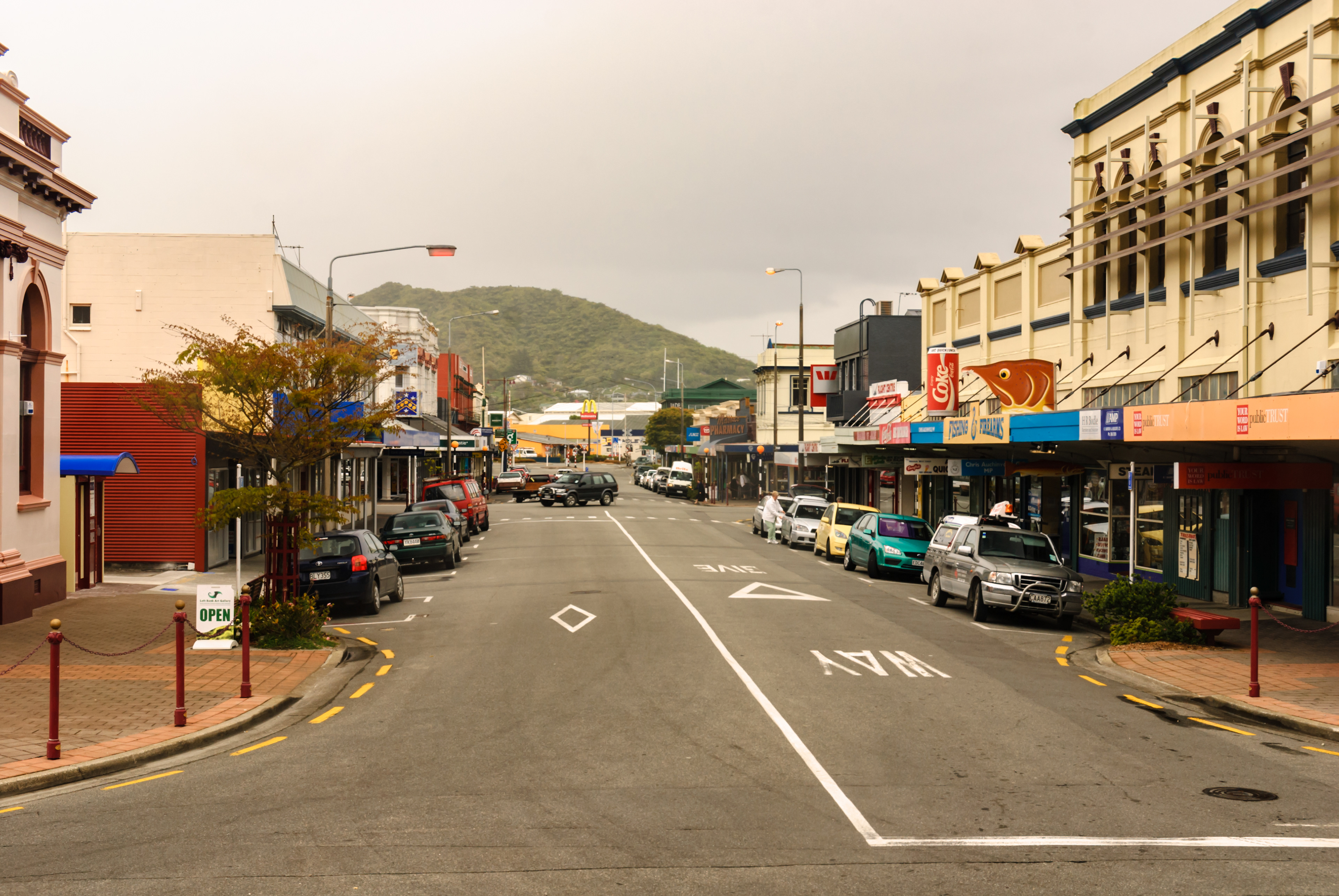 Tanui Street in Greymouth on the South Island of New Zealand