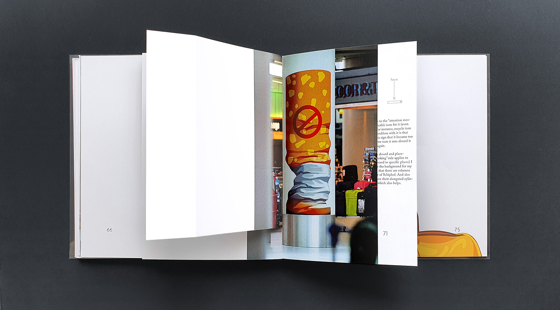 “Talking walls” research books. Smoking topic illustration.
