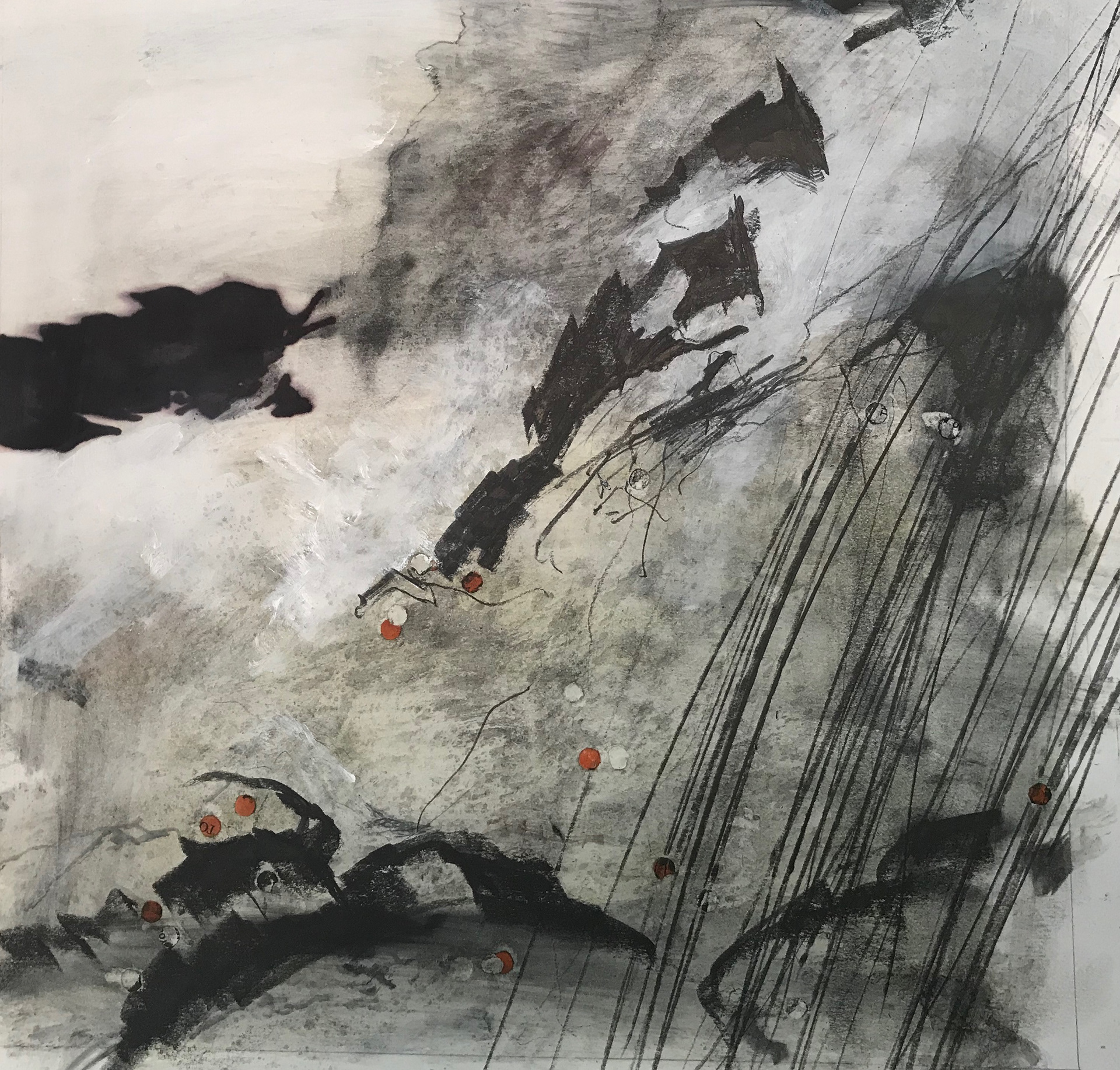 30x30cm Ink, pastel, collage and pencil on paper