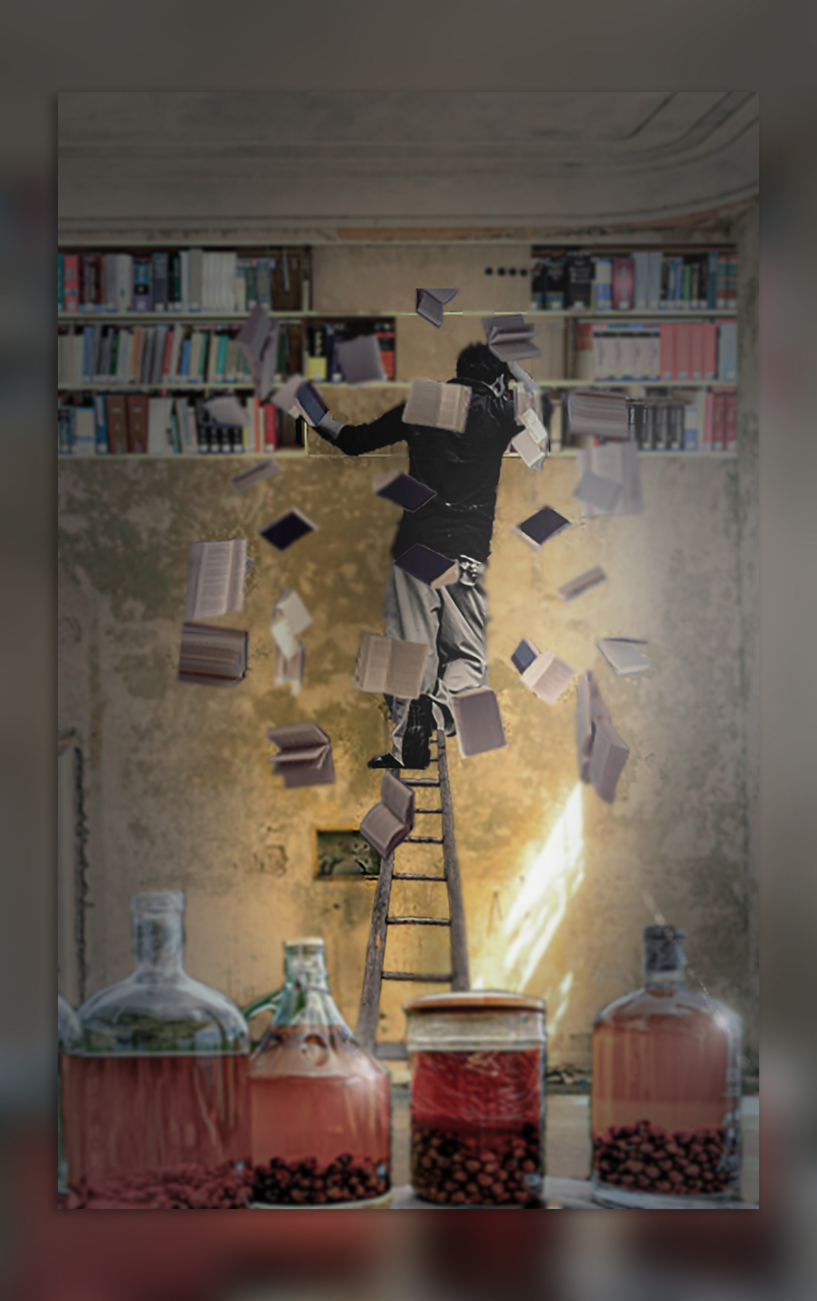 Schnapsidee, Bücherregal und Pseudooriginell