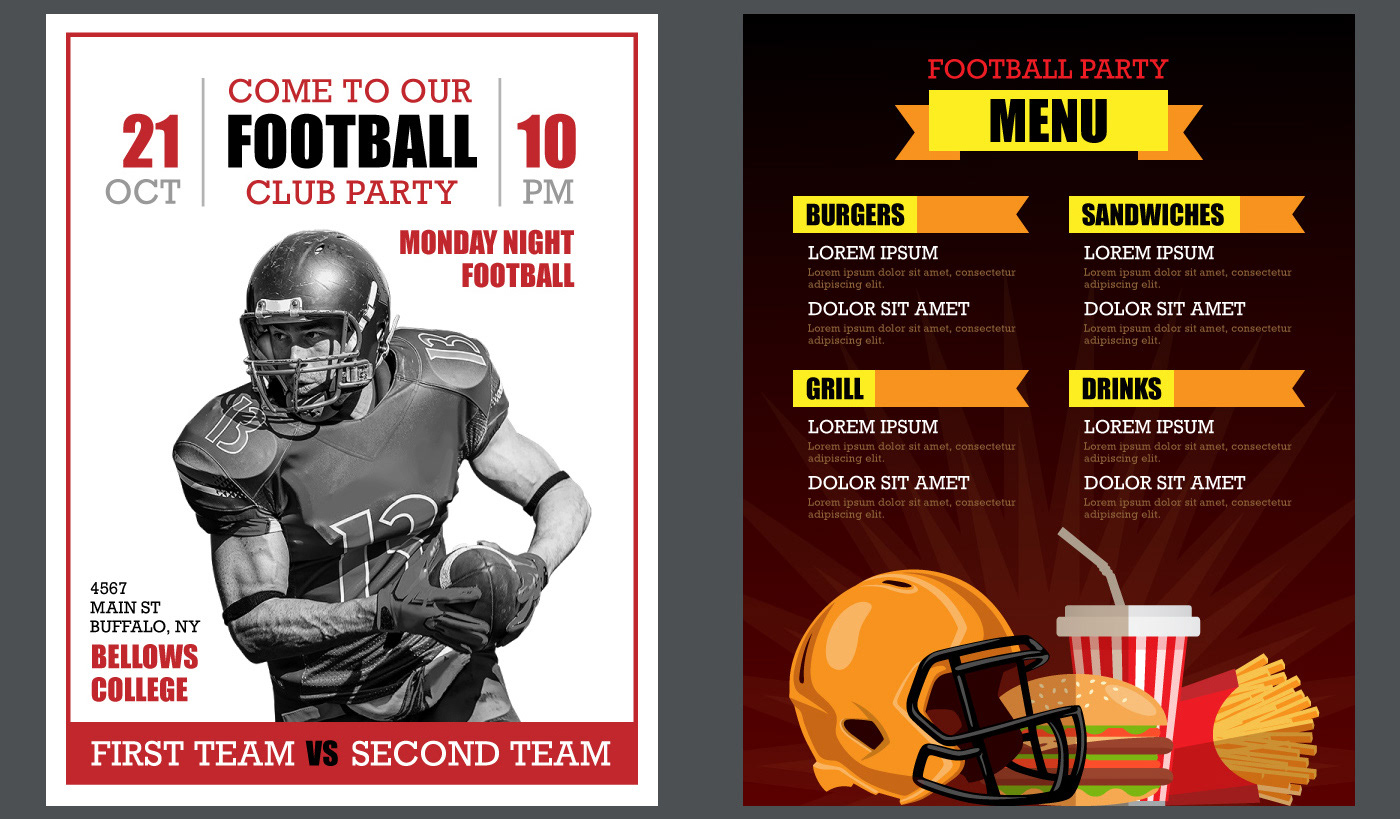Michael Orlov - Microsoft. PowerPoint posters and covers templates set For Football Menu Templates