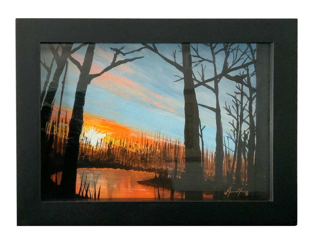 Eastern Sunrise - 8" w x 6" h (Including Shadow Box Frame)
