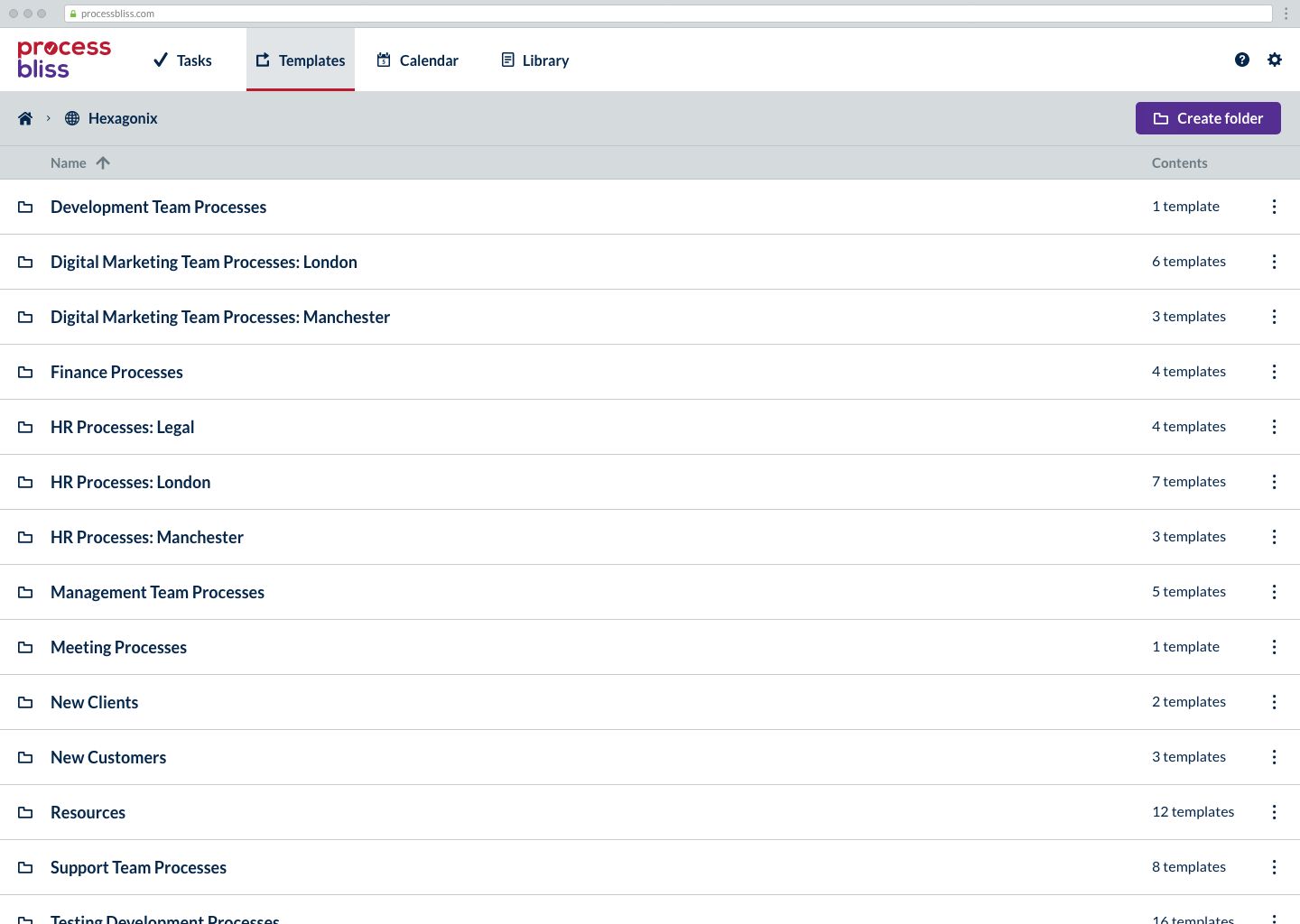 Viewing the folder structure