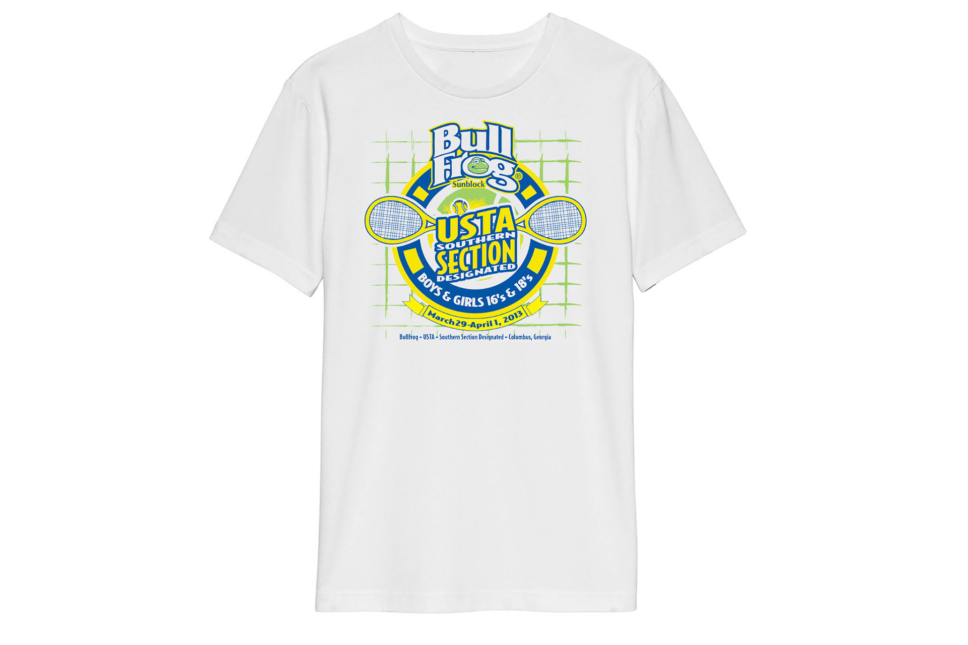 This shirt was specifically designed around the sponsor Bull Frog.