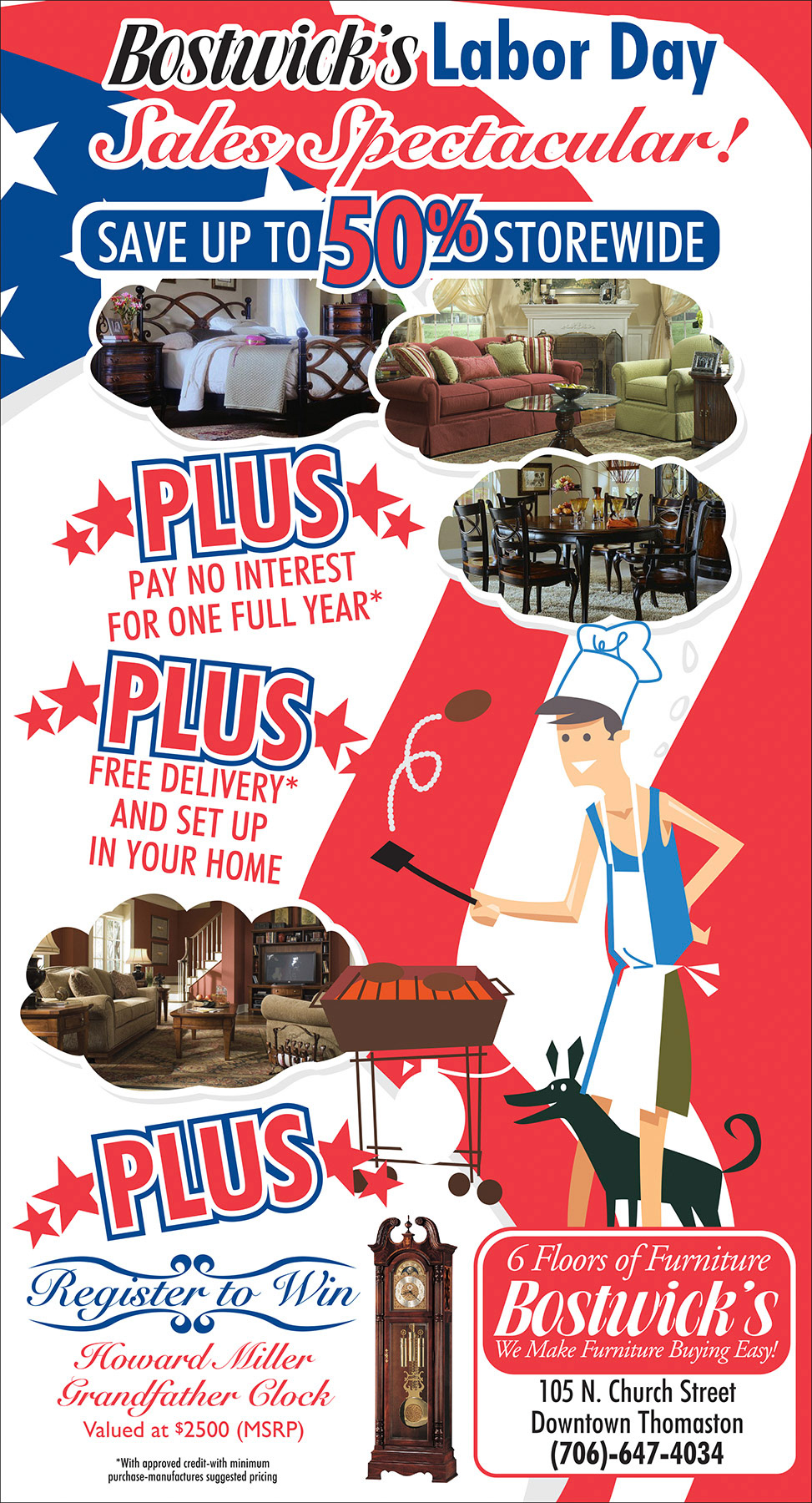 Bostwick's Furniture full page Labor Day ad.