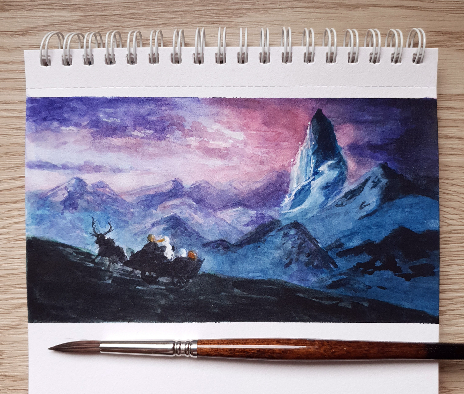 Frozen II film study, watercolours, 2019