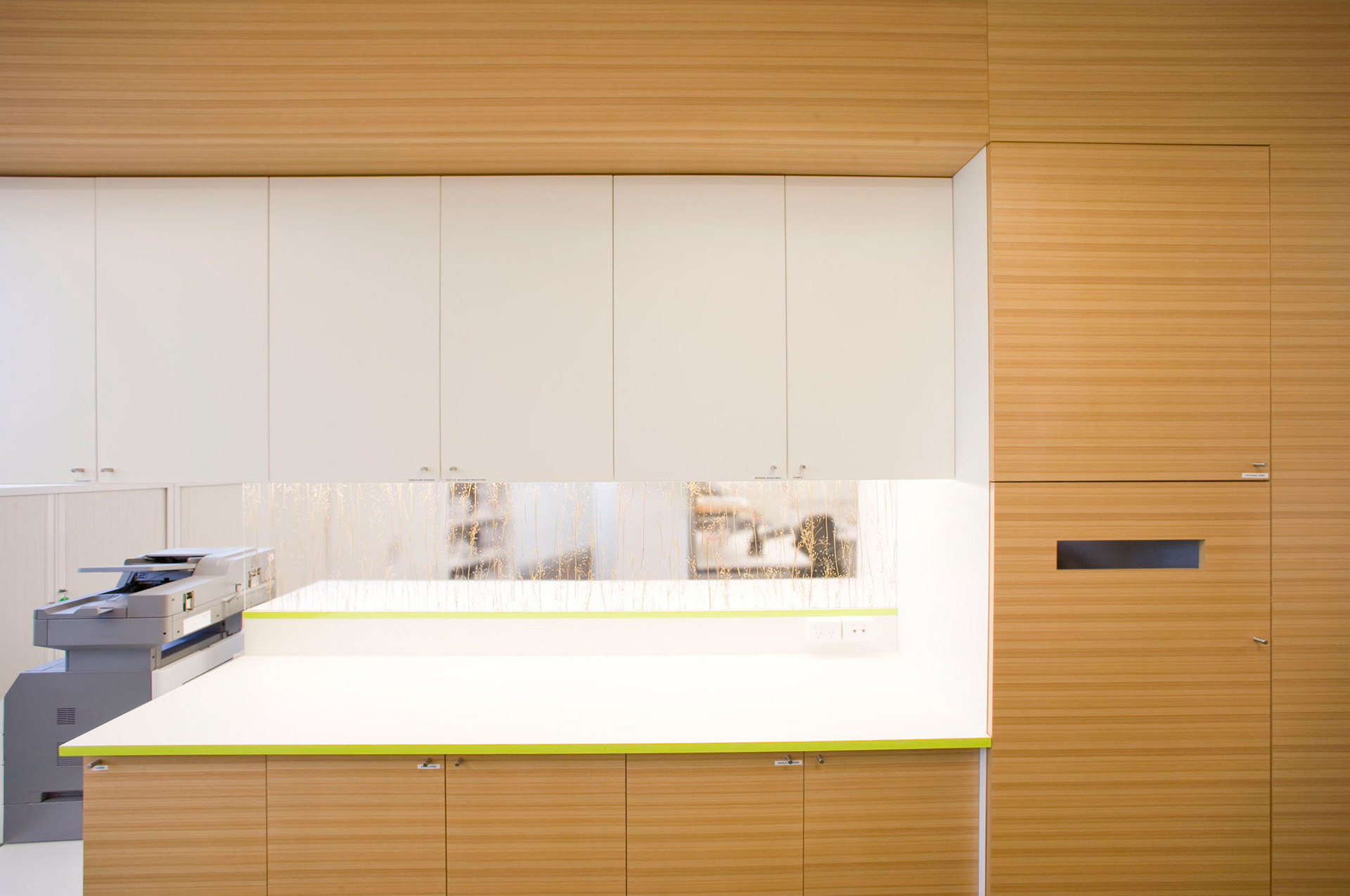 Centrally located admin hub with Baresque acrylic insert