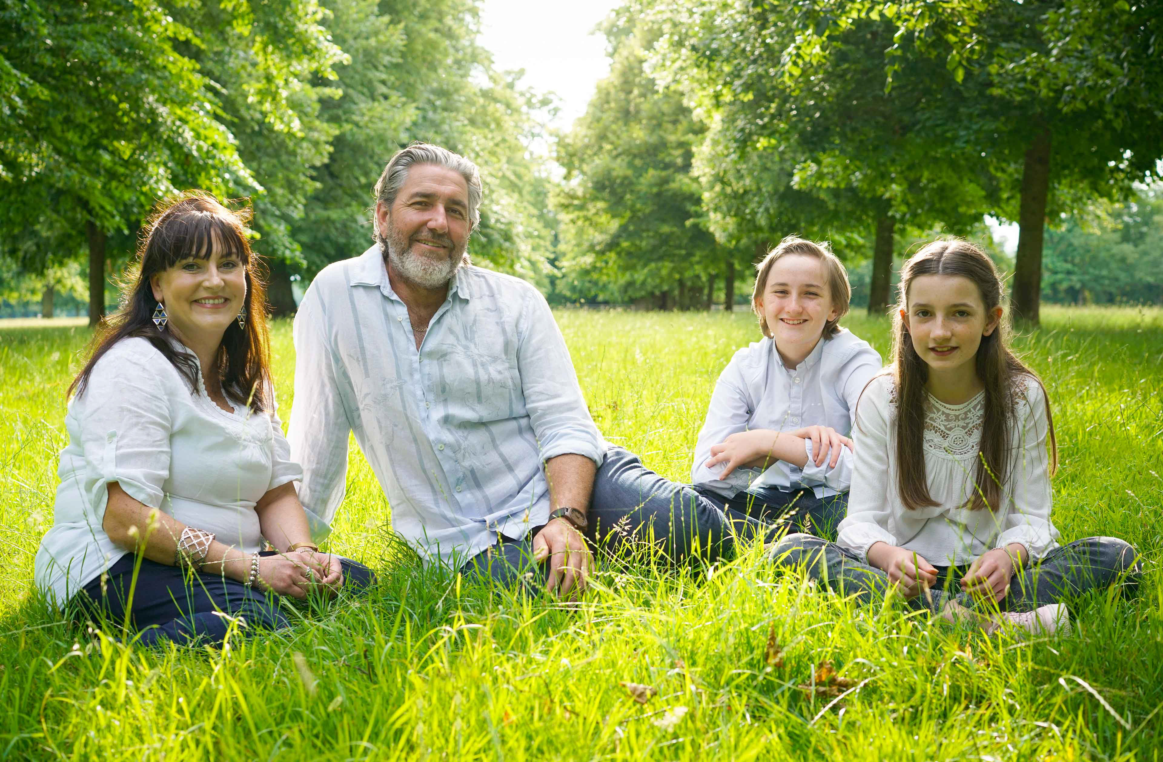 family sat in sunny oxford