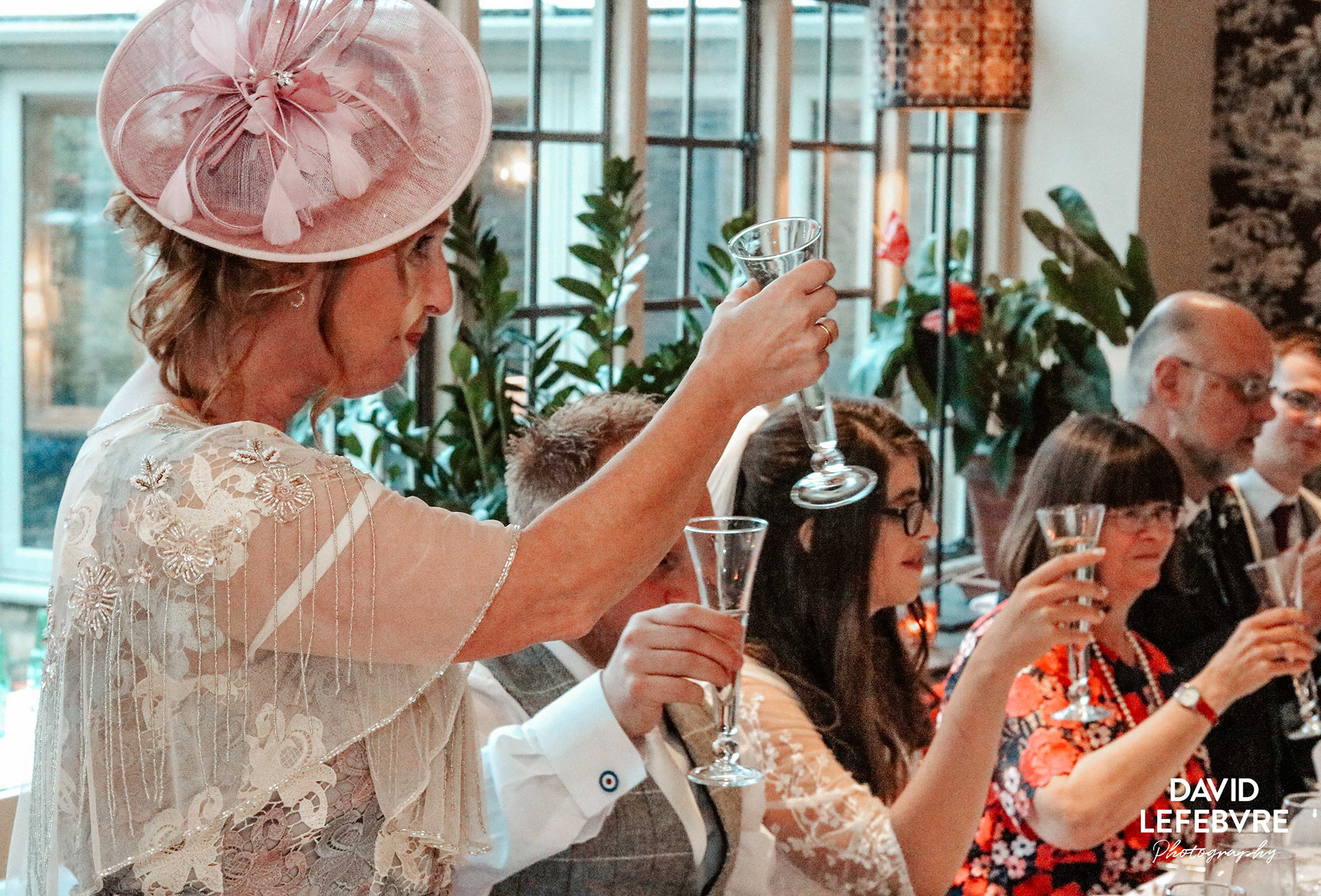 groom mum toasting couple at bay tree wedding