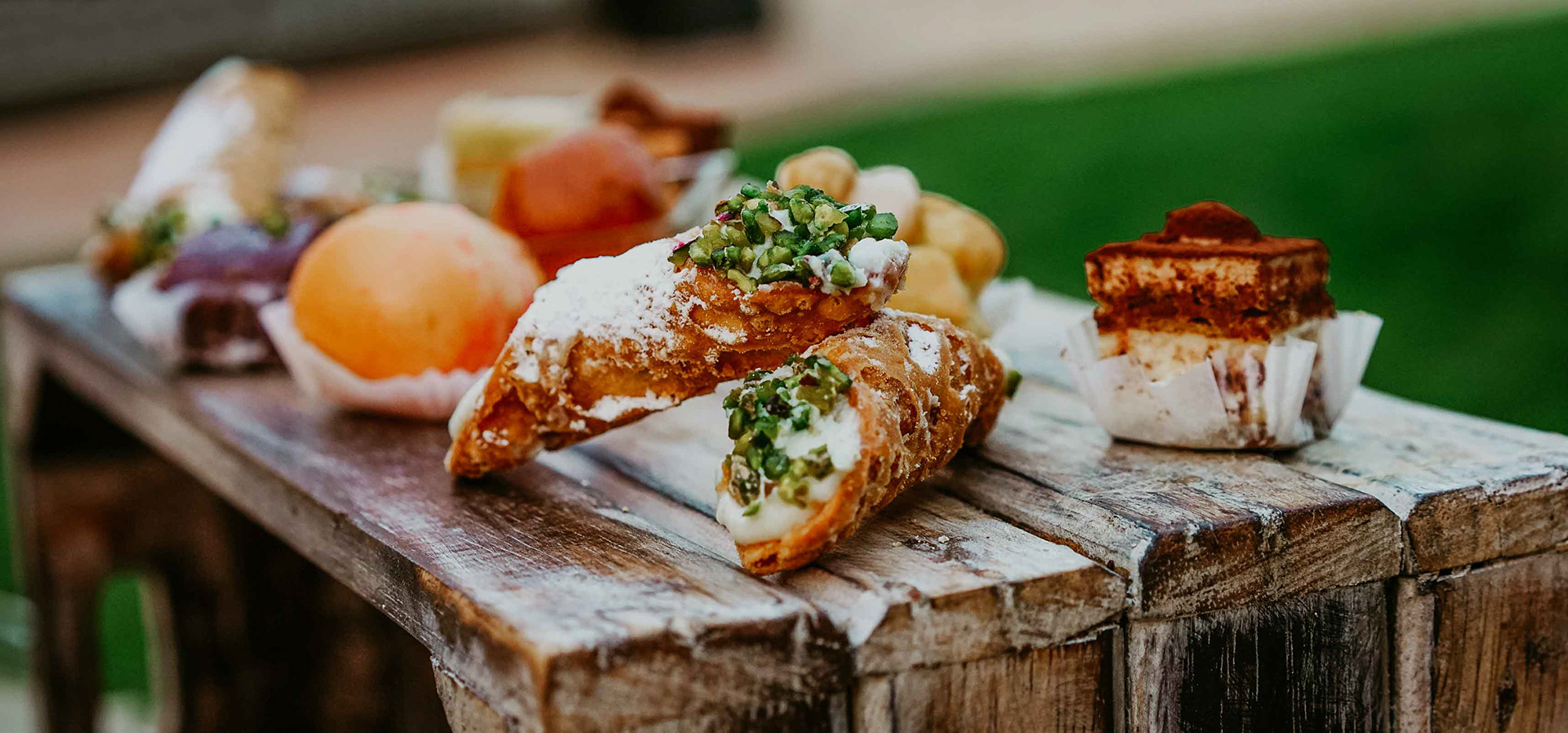 stunning desserts and entres at san galgano wedding