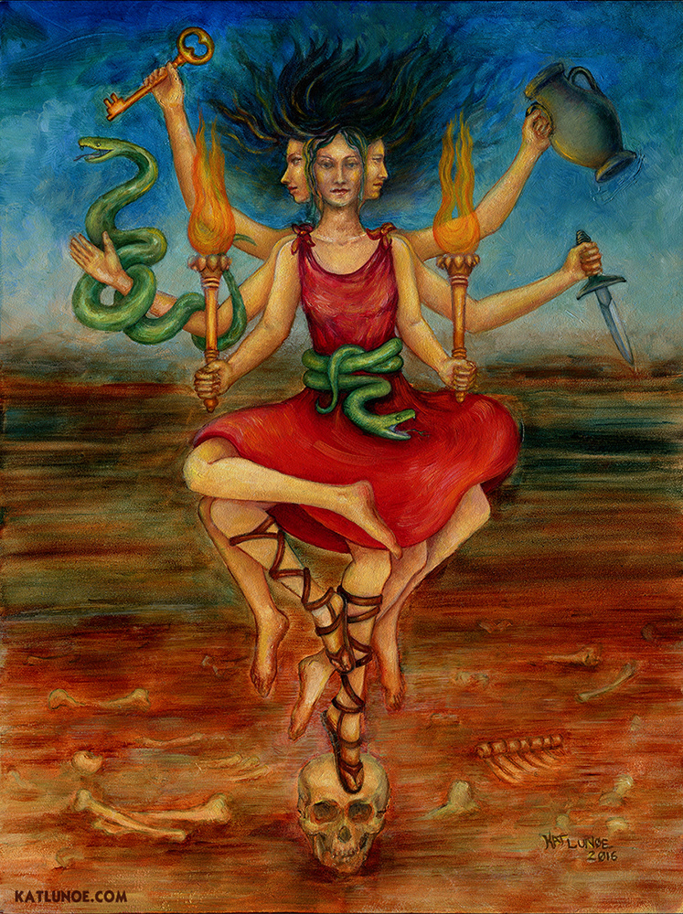Hekate Greek Goddess oil painting commission pagan art