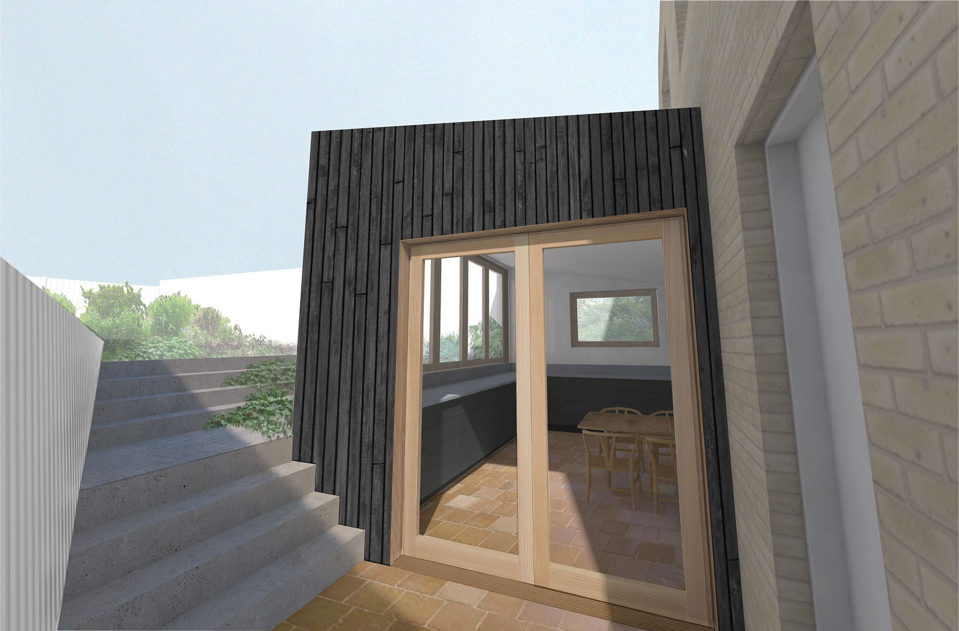 Charred timber rear extension