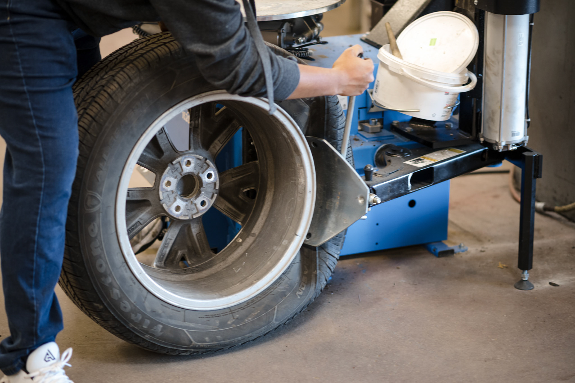 Being that our course was in the winter, students were able to install winter tires for the teachers.