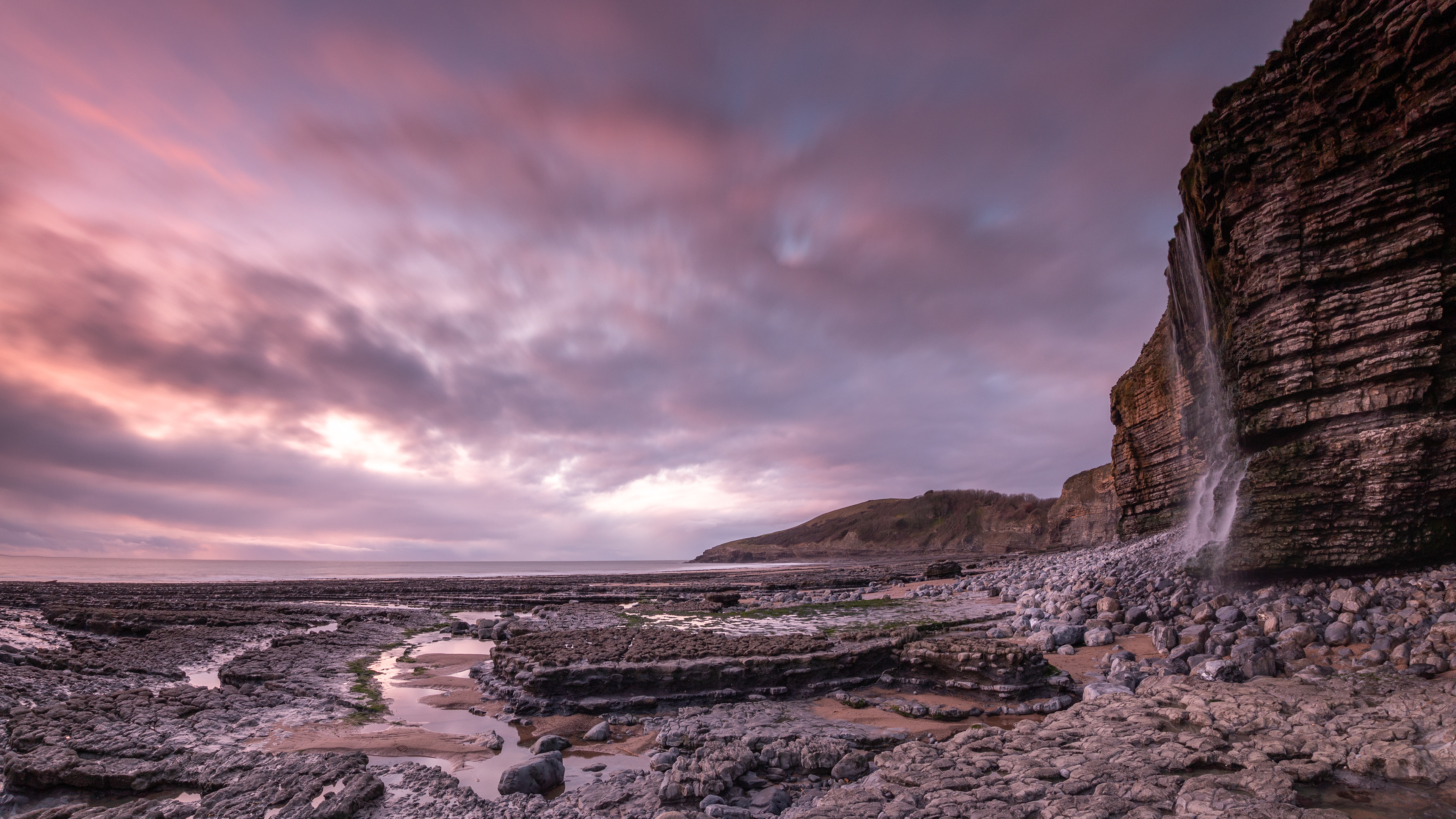 Treath Mawr Waterfall Sunset