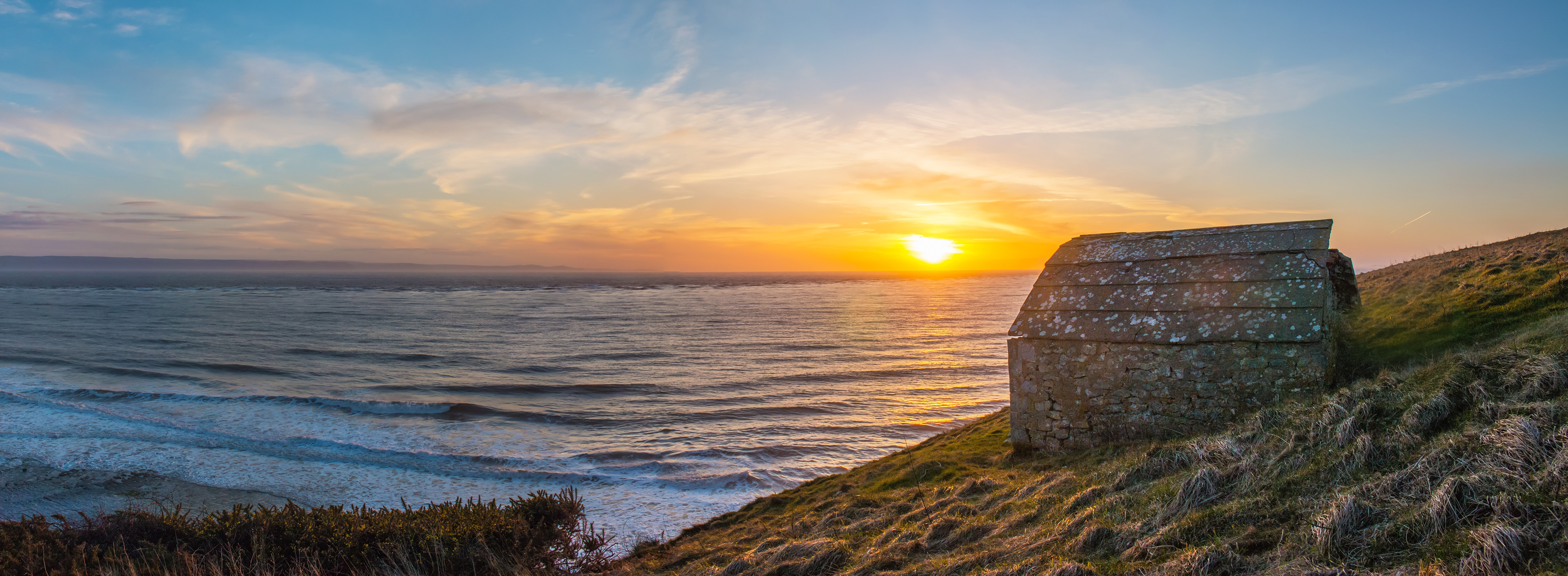 Monknash Cowshed Sunset Panorama