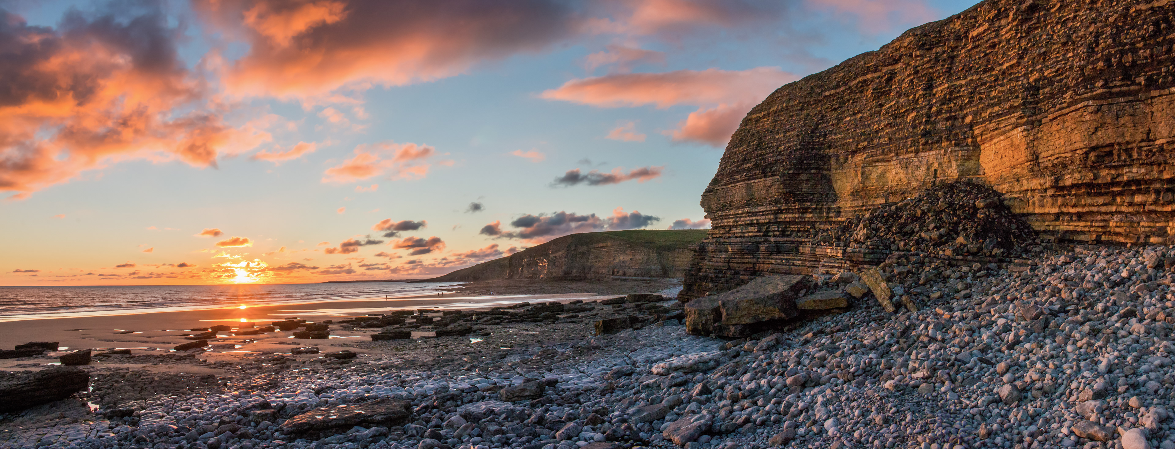 Southerndown Cliffs Sunset Panorama