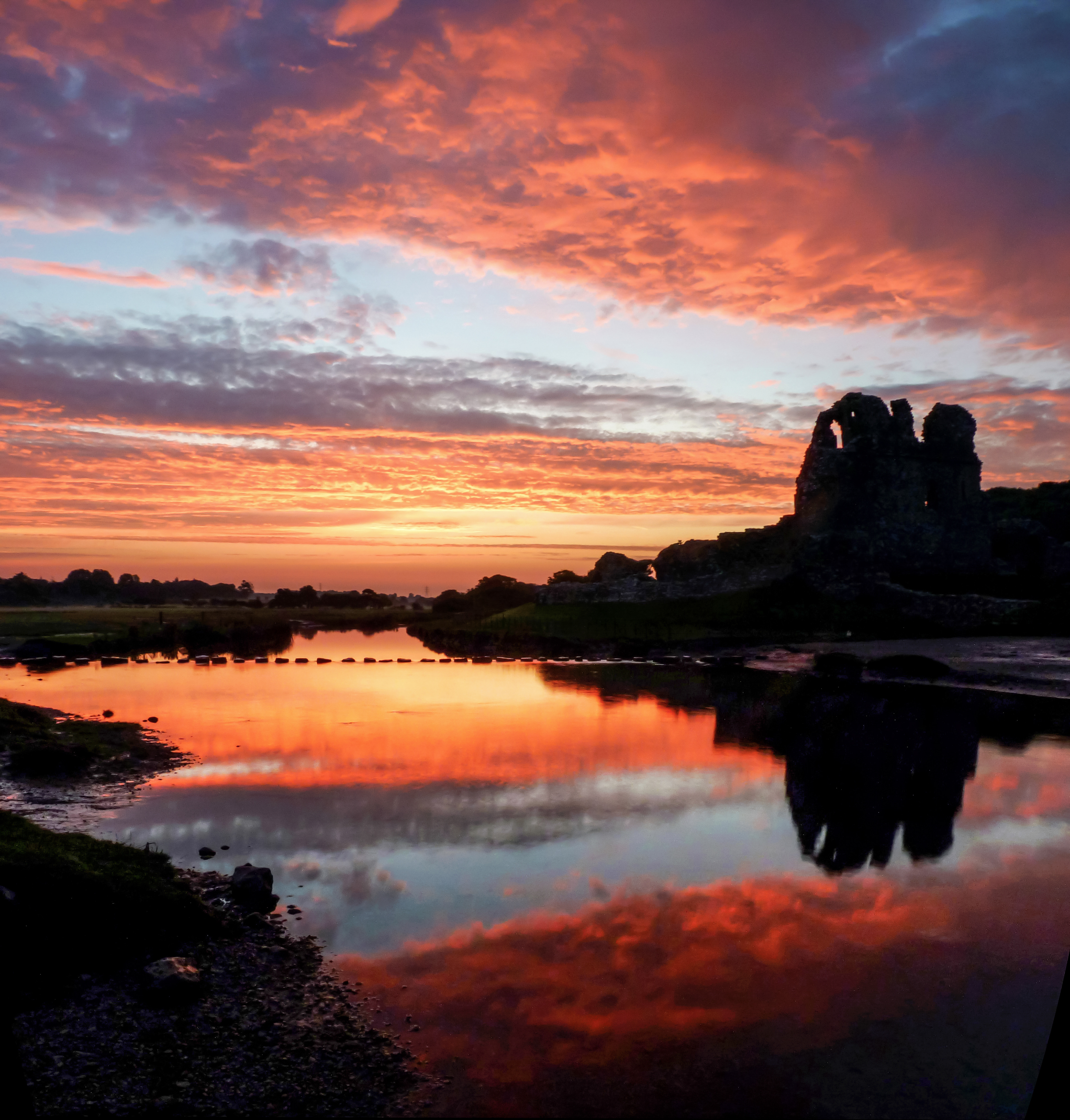 Ogmore Castle Fiery Sunrise
