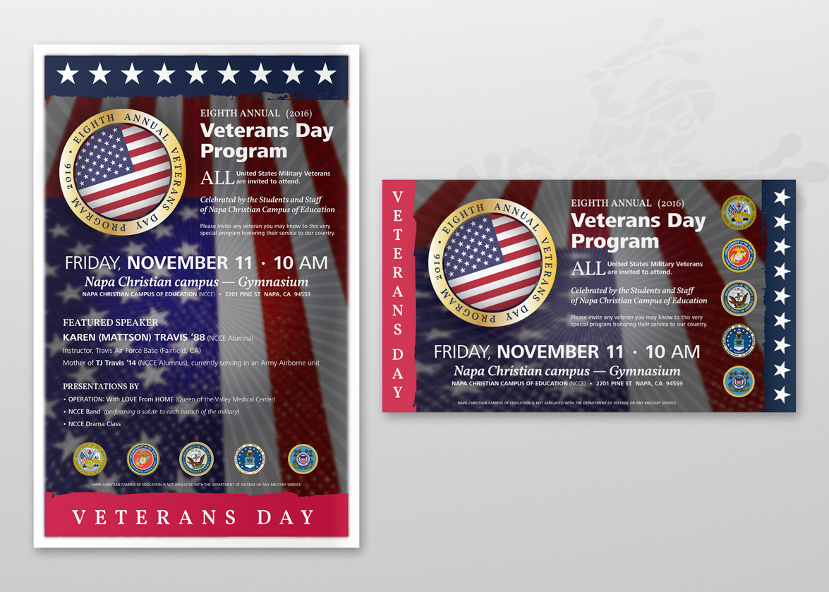 Veterans Day Program Poster and Presentation Slide (2016) — Napa Christian Campus of Education