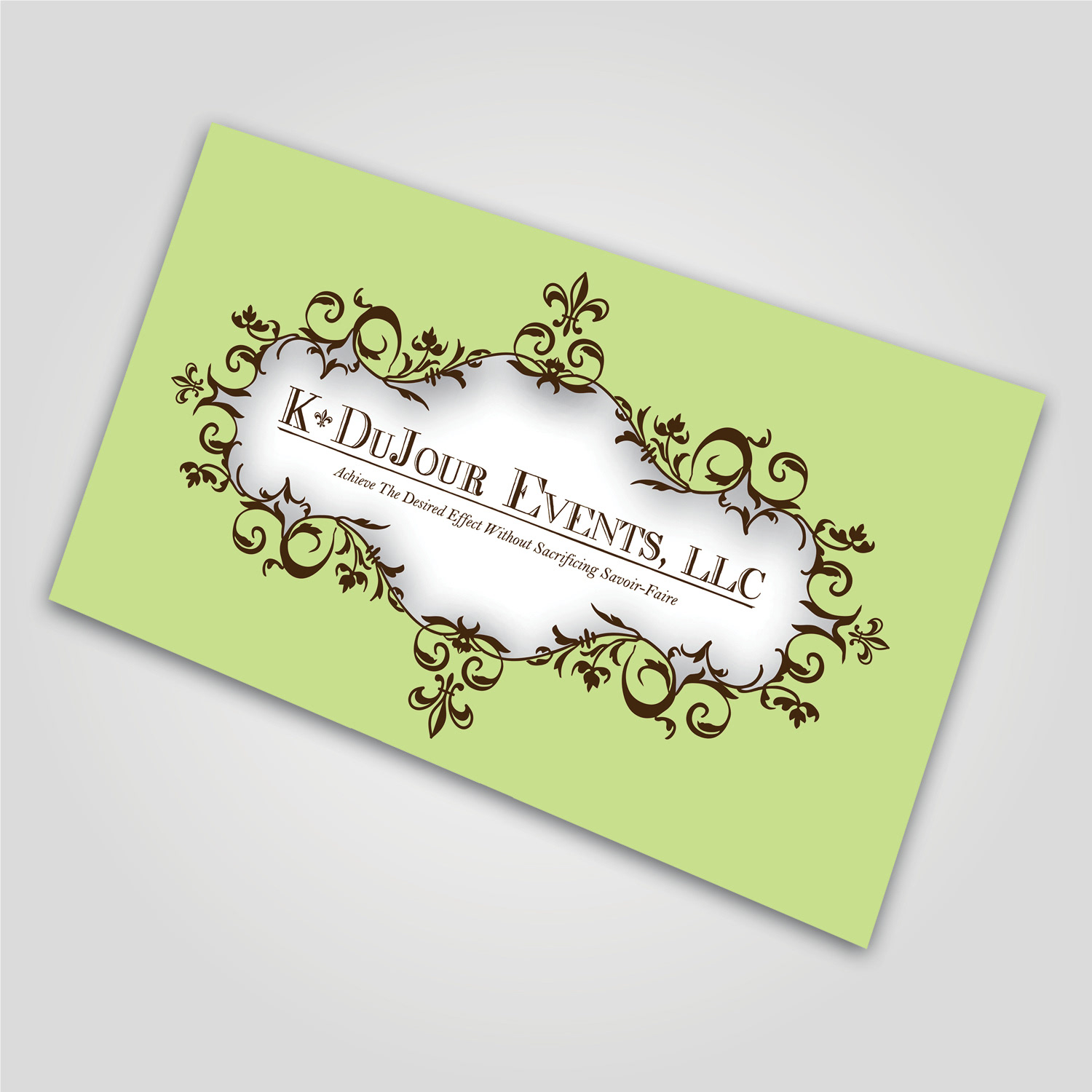 business card graphic design, business card, graphic design, brand and identity, Linda Modica, LMID, K DuJour Events, logo design, creative identity, women owned business