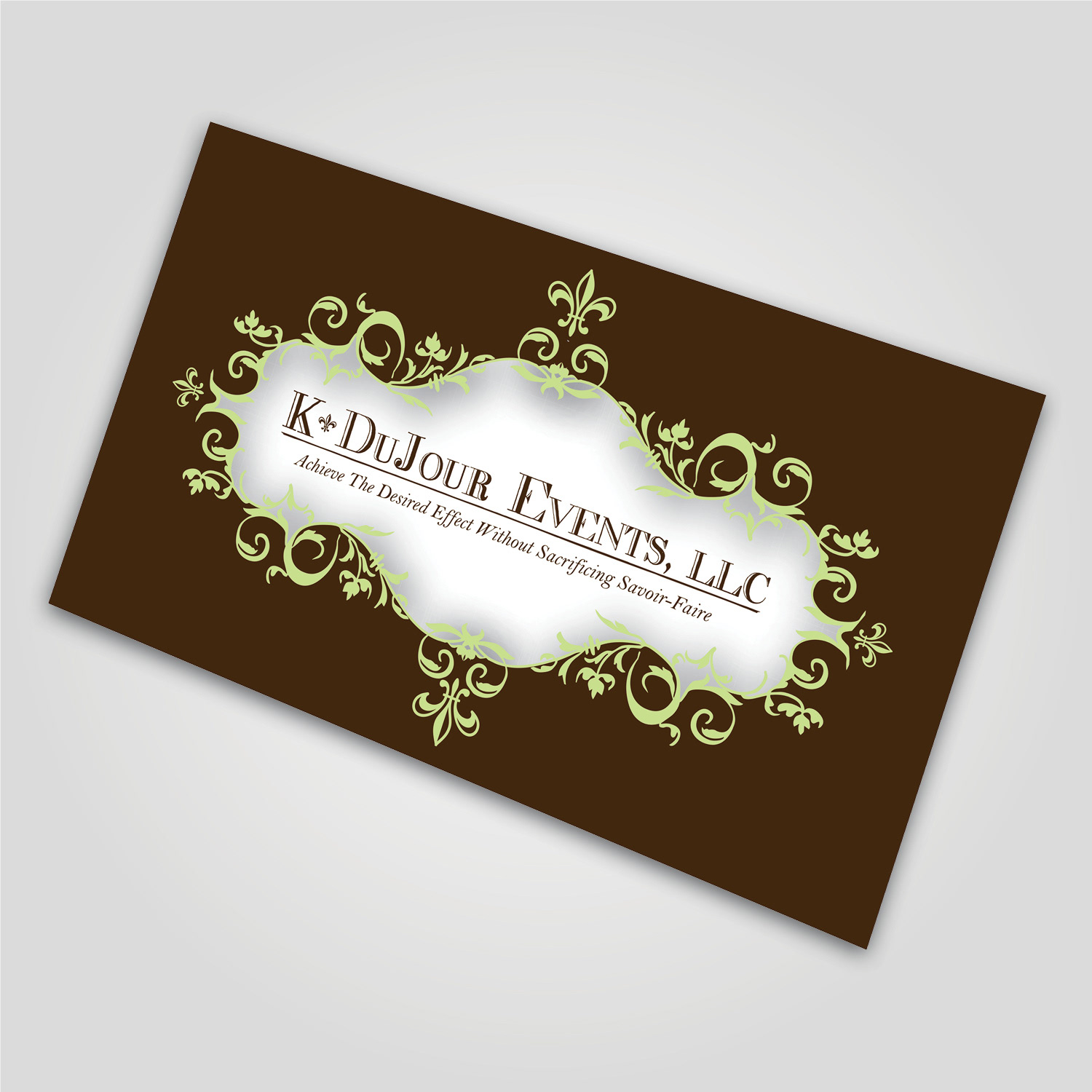 business card graphic design, business card, graphic design, brand and identity, Linda Modica, LMID, K DuJour Events, logo design, creative identity, women owned business
