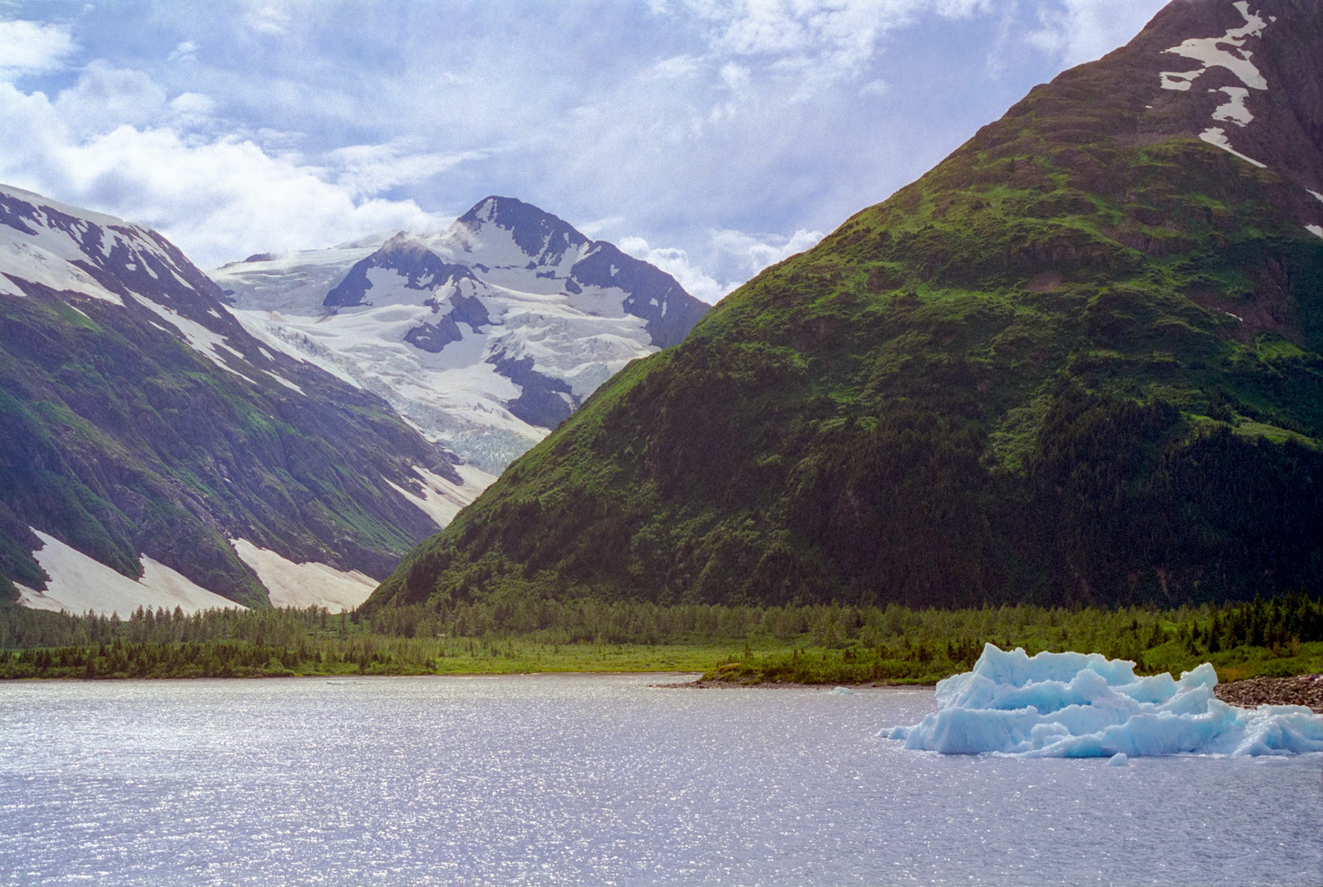 An iceberg from Portage Glacier floats serenely in Portage Lake in the Chugach National Forest in Alaska.