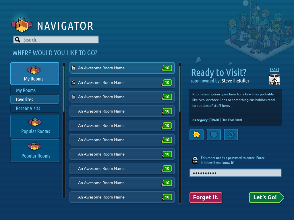 Navigator: Room selection
