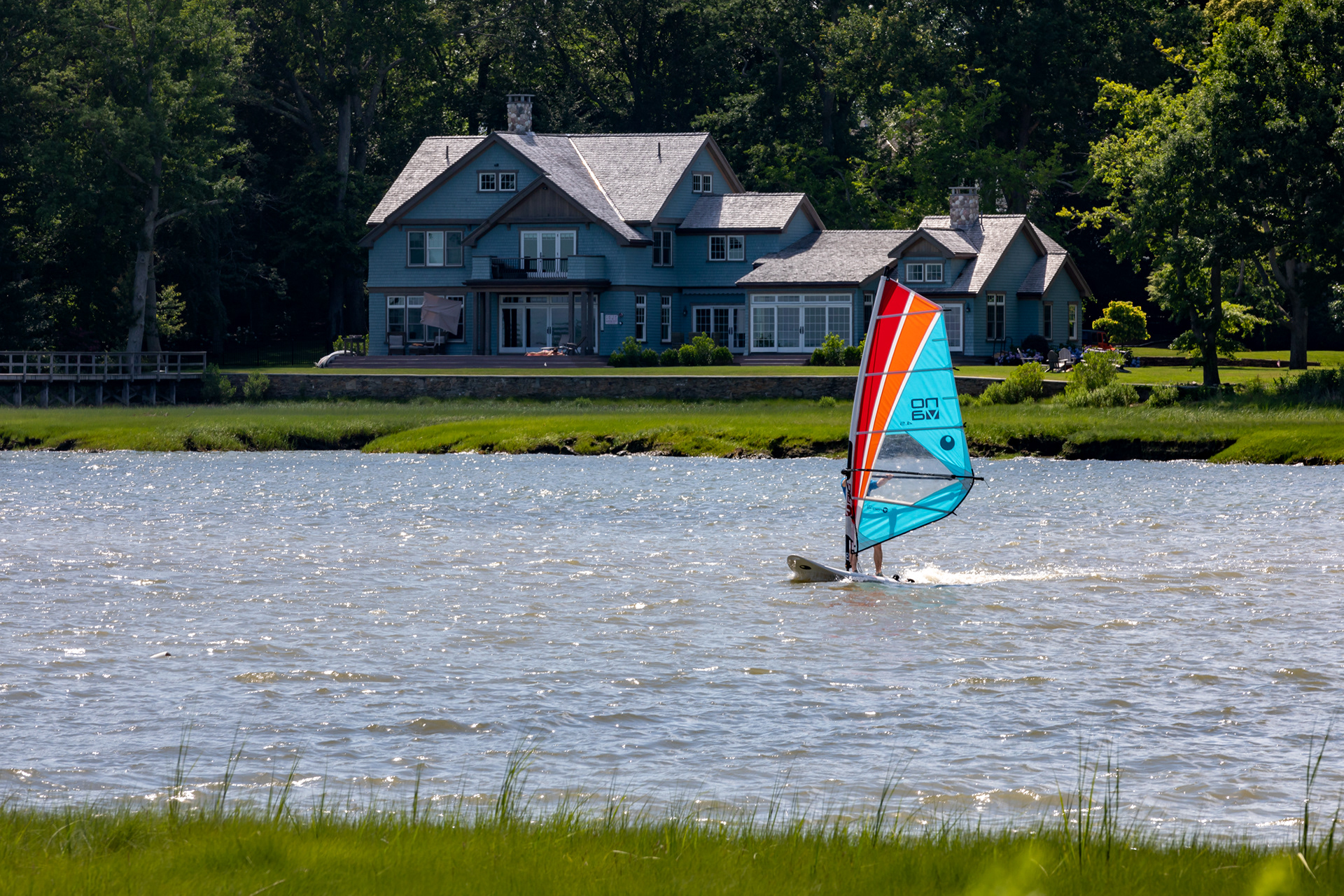 Windsurfer in Duxbury Beach Inlet