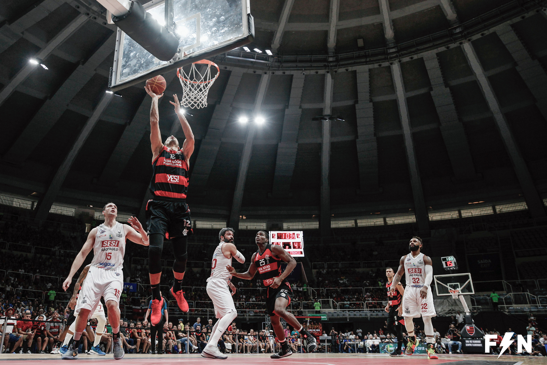 Lances da partida entre Flamengo 76 x 62 Sesi Franca (SP), válida pelas finais da NBB / Caixa, temporada 2018/2019, no Maracanãzinho, localizado no bairro do Maracanã, zona norte do Rio de Janeiro (RJ), neste sábado 01.06.2019). (Foto: Fred Nogueira)
