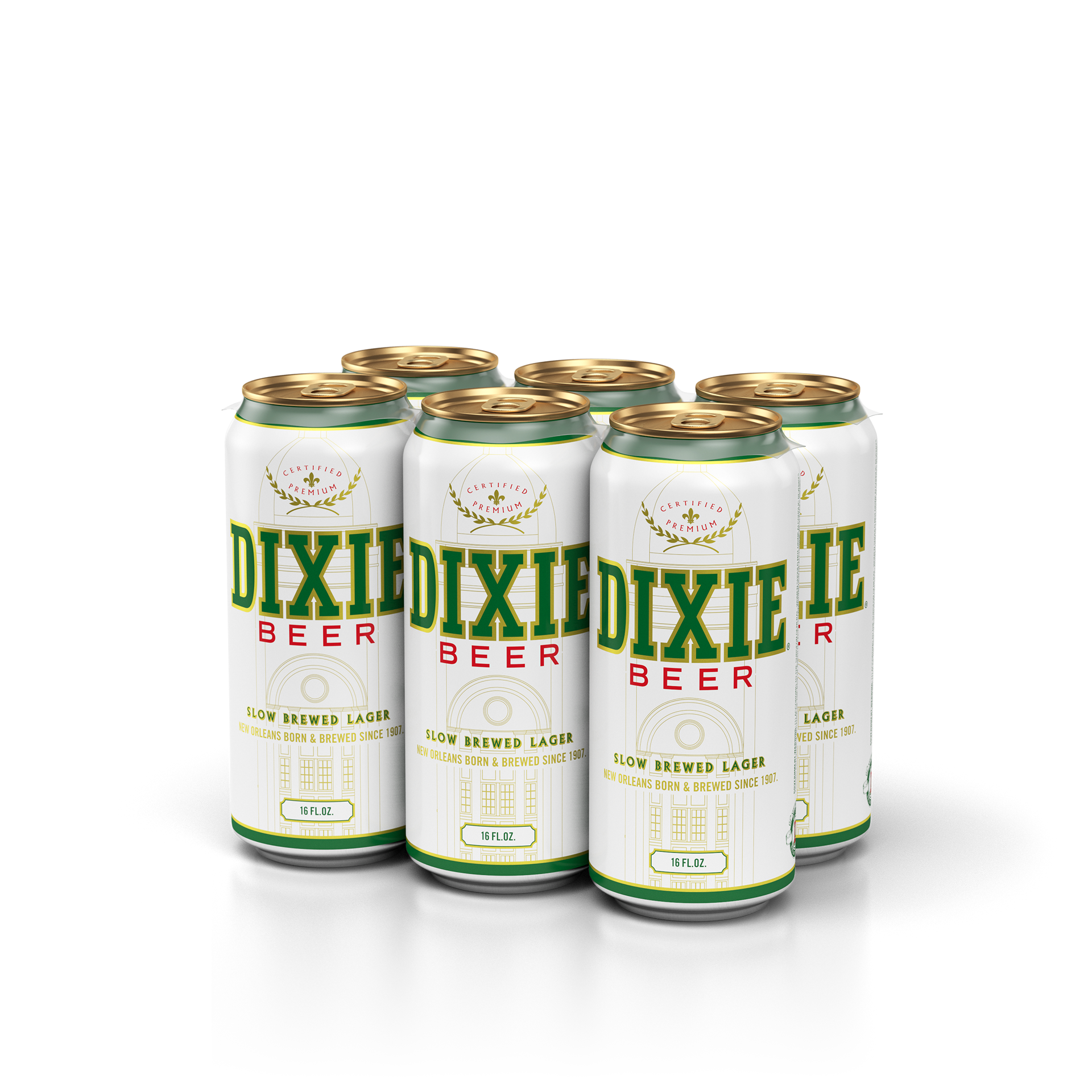 Dixie Beer 16 oz. 6pk Can Design