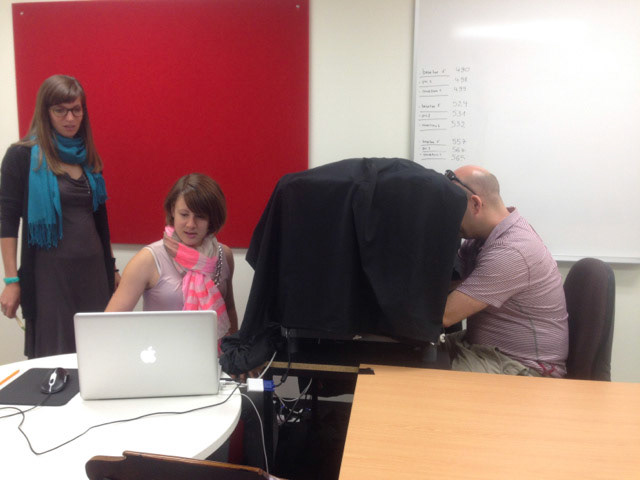Dr Valeria Bellan and Eva Boesch manipulating Dr Neil O'Connell with the Mirage Machine