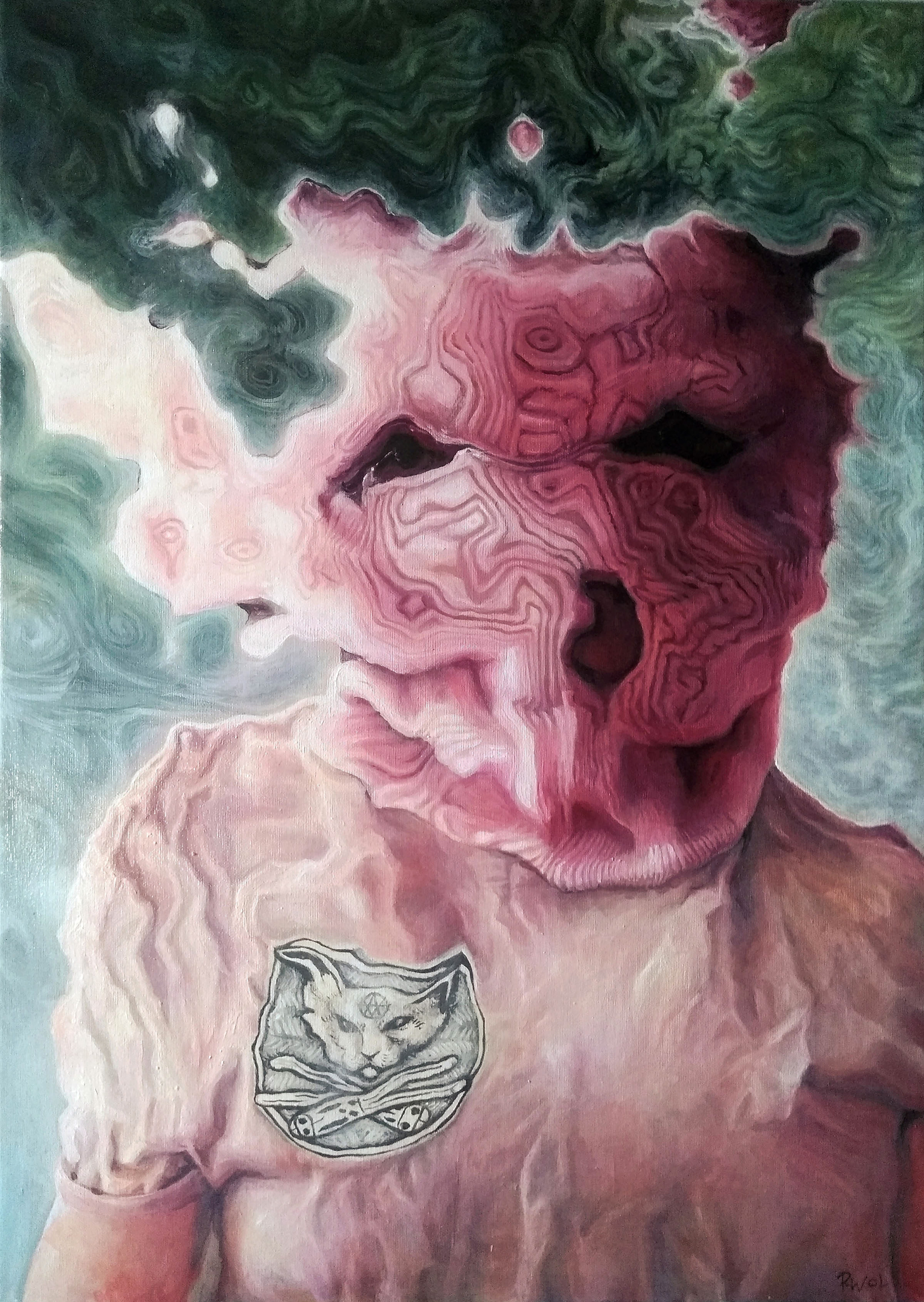 'Glitch' Self portrait - the anti-sublime 50 x 70 cm acrylic on canvas